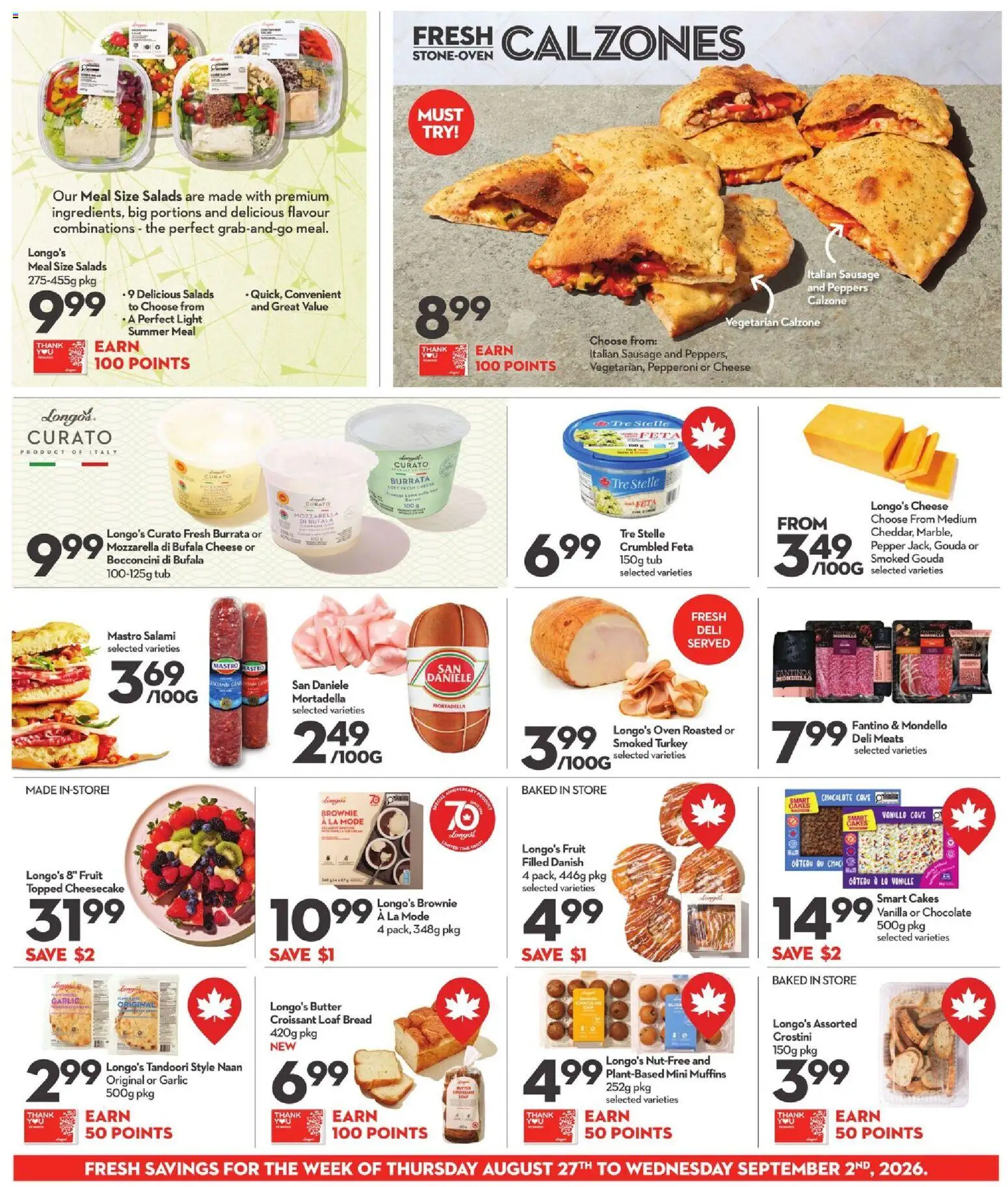 Longo's flyer valid from Aug 27, 2026 | Page: 9 | Products: Oven, Pepper, Sausage, Cheese