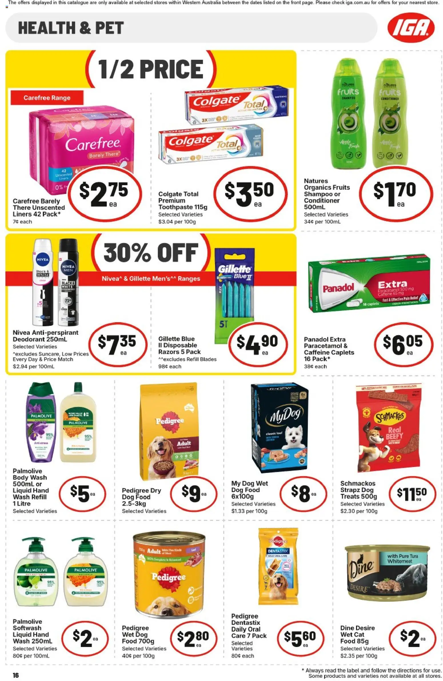 IGA catalogue - valid from 08/07/2026 | Page: 16 | Products: Shampoo, Antiperspirant, Toothpaste, Tuna
