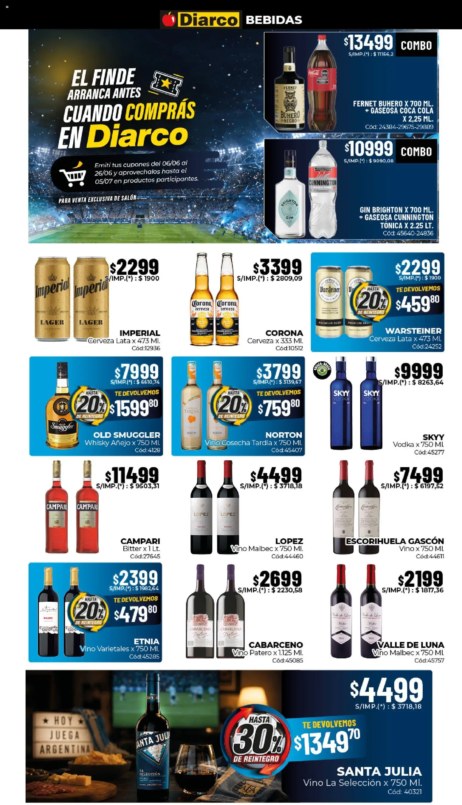 Diarco ofertas │ válido desde el 08.06.2026 | Página: 7 | Productos: Fernet, Gaseosa, Cerveza, Té