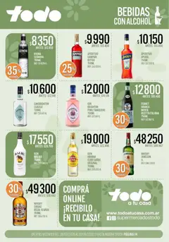 Vista previa Supermercados TODO Ofertas válido desde el 28/07/2026 | Página: 14 | Productos: Vodka, Whisky, Gin, Fernet