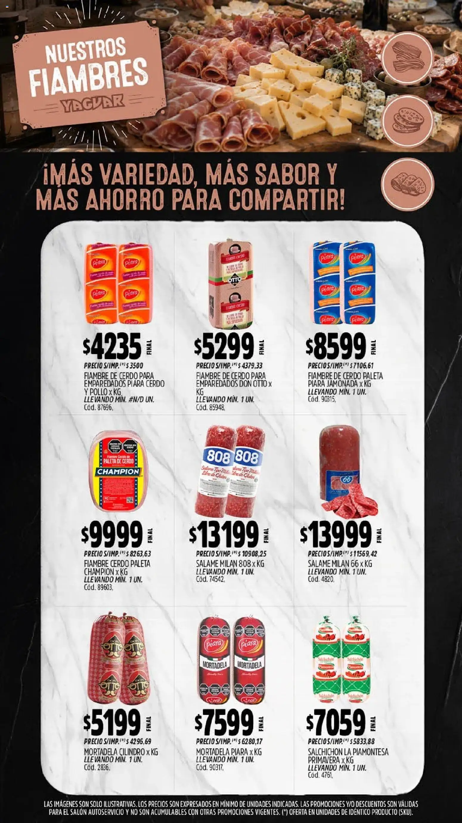 Yaguar - Oferta Semanal Mar del Plata │ válido desde el 10/08/2026 | Página: 8 | Productos: Paleta de cerdo, Pollo, Mortadela, Salame