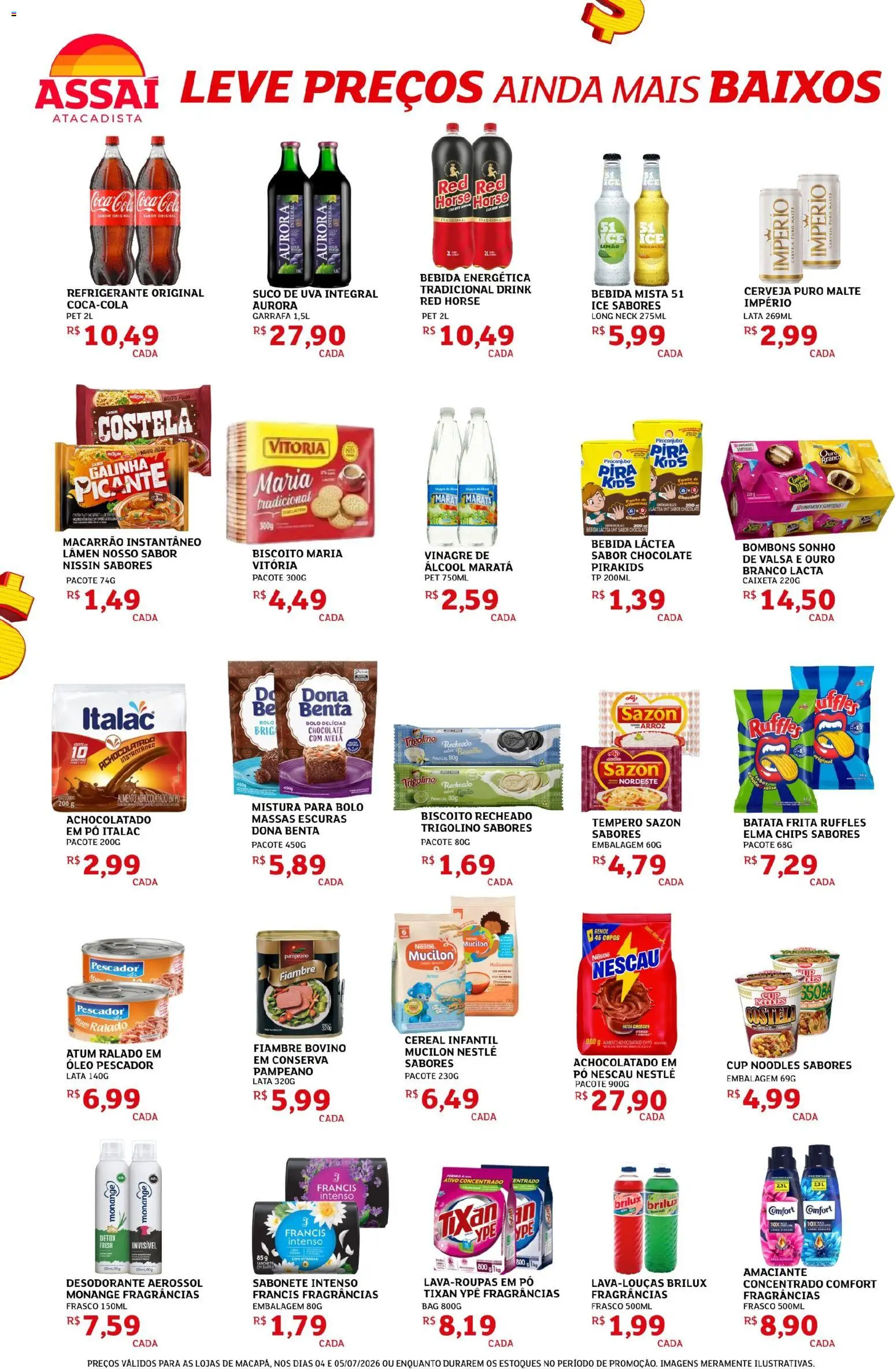 Assaí Atacadista Folheto - válido de 04/07/2026 | Página: 2 | Produtos: Elma Chips, Chocolate, Macarrão instantâneo, Amaciante