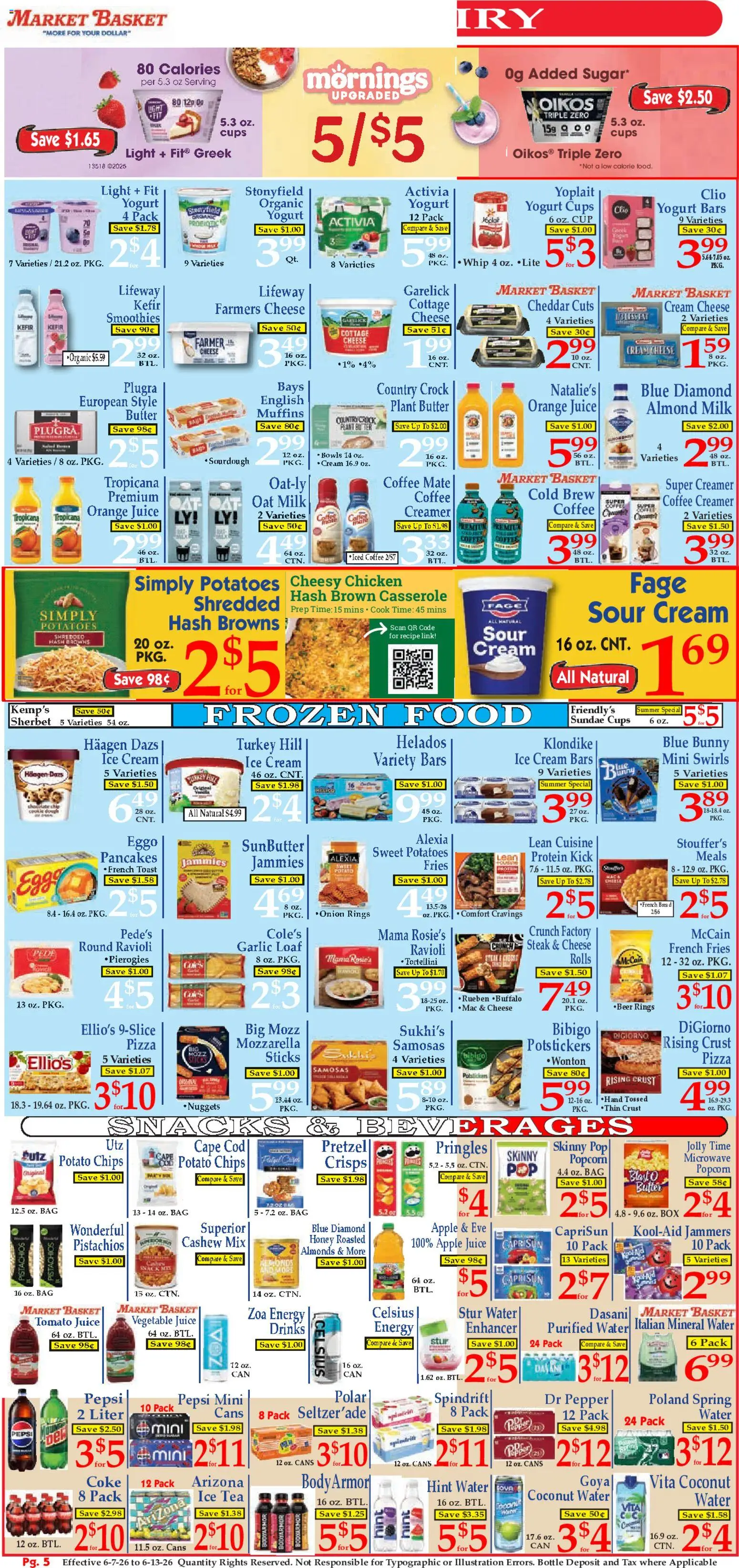 Market Basket Ad - valid from 07.06.2026 | Page: 5 | Products: Cheese, Sour cream, Ice cream, Garlic