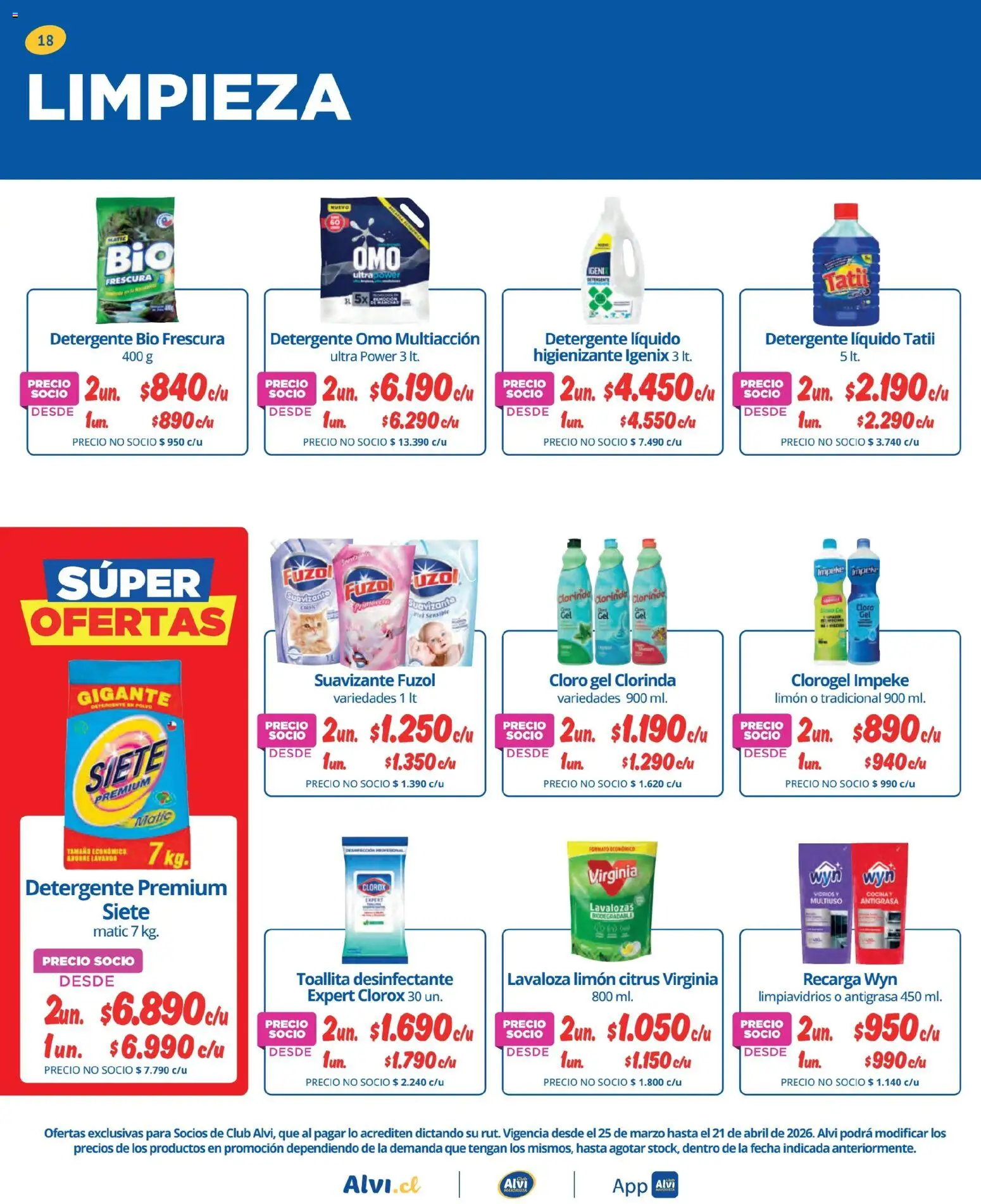 Alvi ofertas  │ válido desde el 25.03.2026 | Página: 18 | Productos: Limón, Suavizante, Antigrasa, Cloro