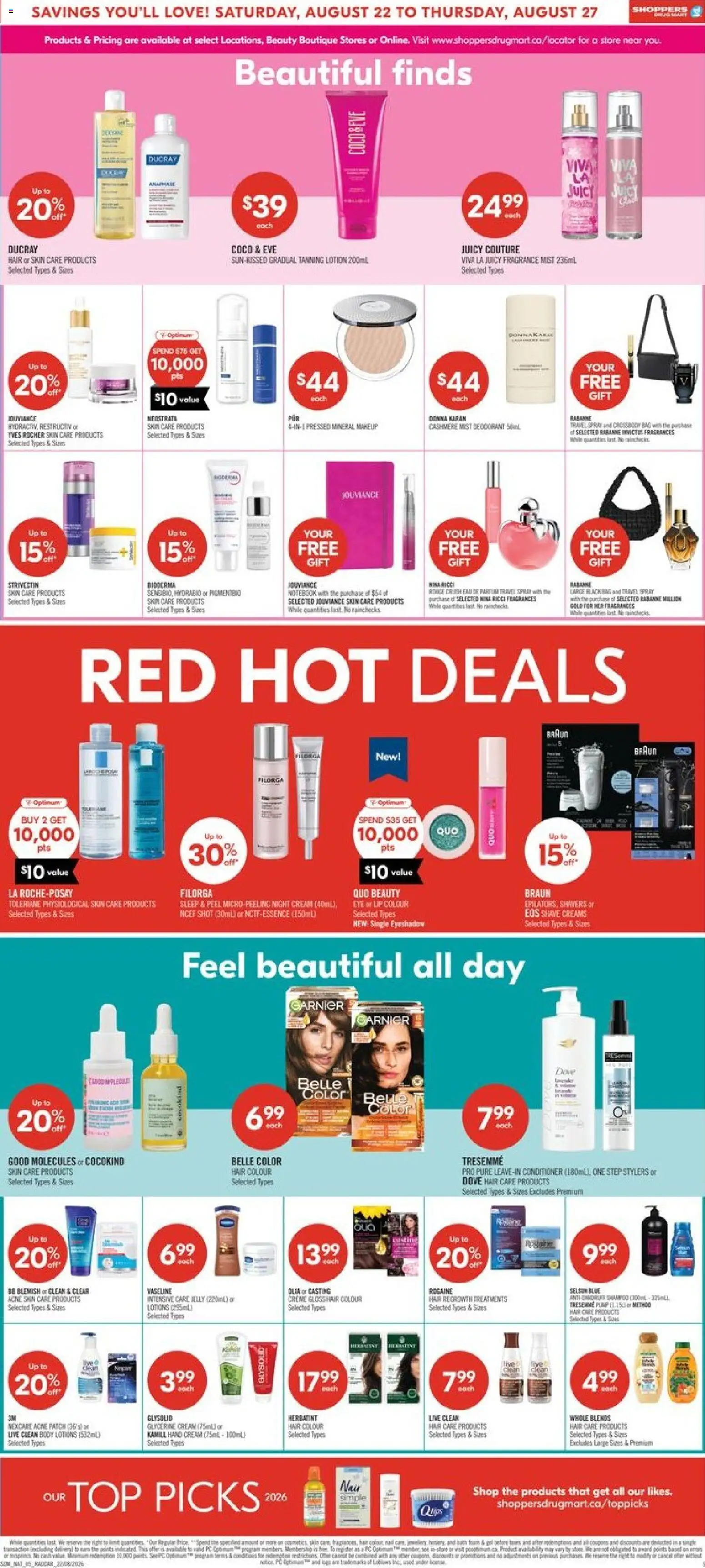 Shoppers flyer valid from Aug 22, 2026 | Page: 10 | Products: Cream, Fragrance, Conditioner, Hand cream
