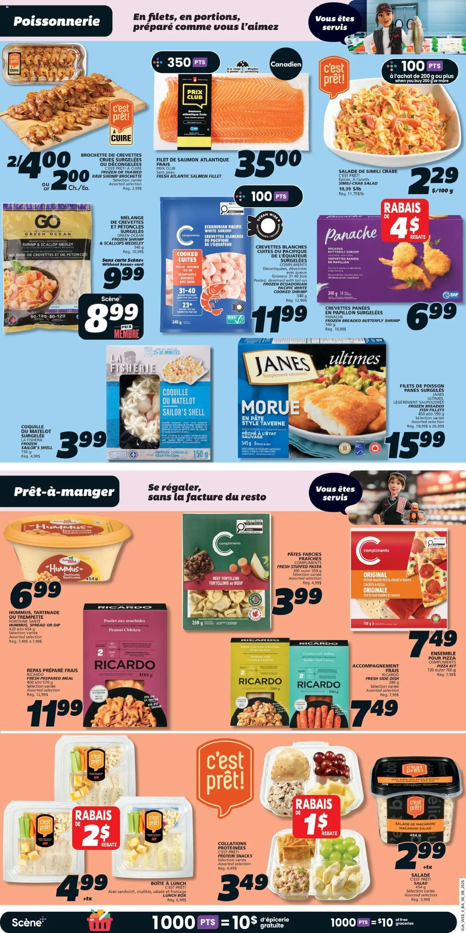 IGA flyer valid from Aug 6, 2026 | Page: 7 | Products: Beef, Salmon fillet, Frozen shrimp, Carrots