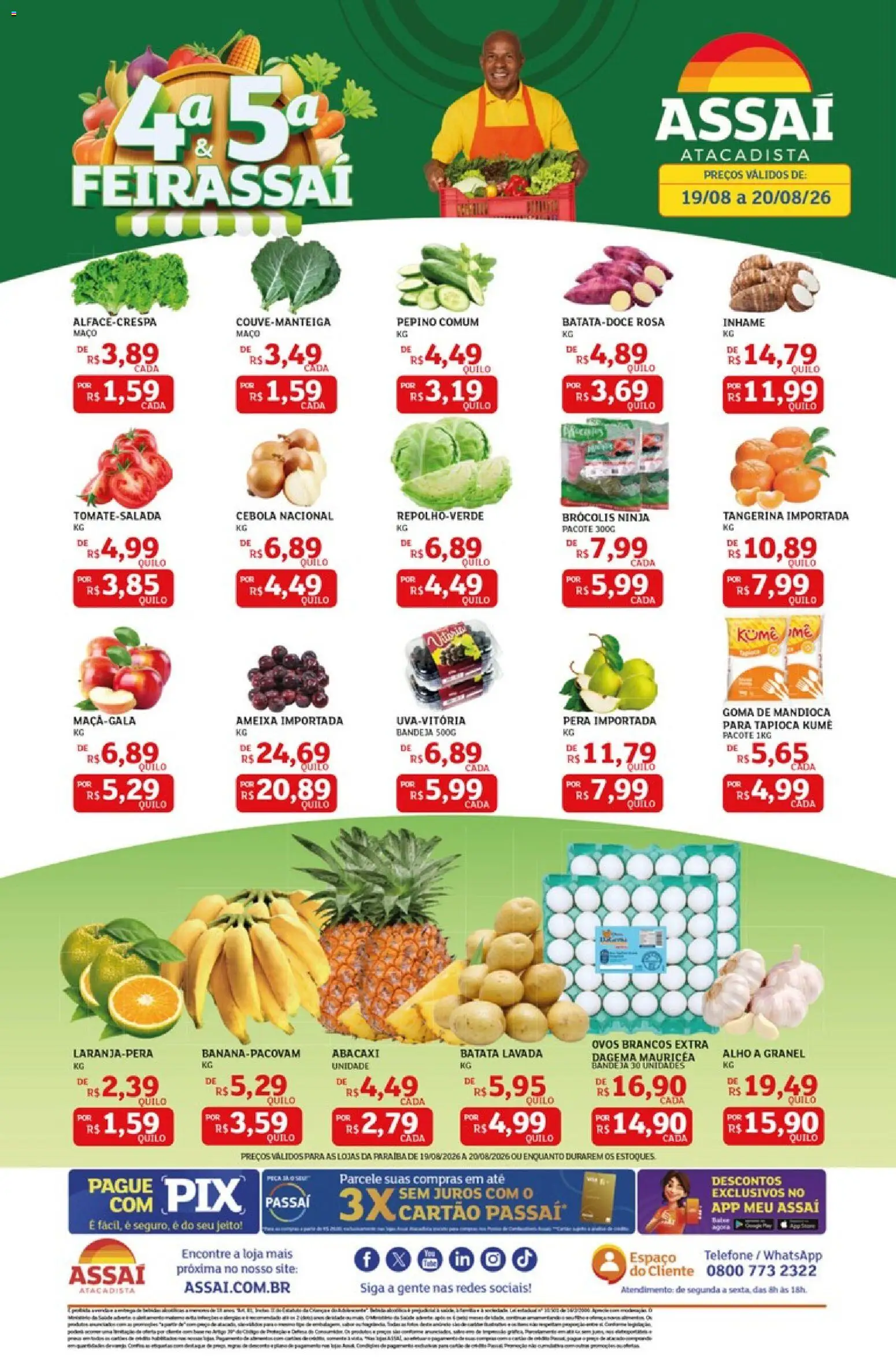 Assaí Atacadista Folheto - válido de 19/08/2026 | Página: 1 | Produtos: Inhame, Batata, Telefone, Ameixa