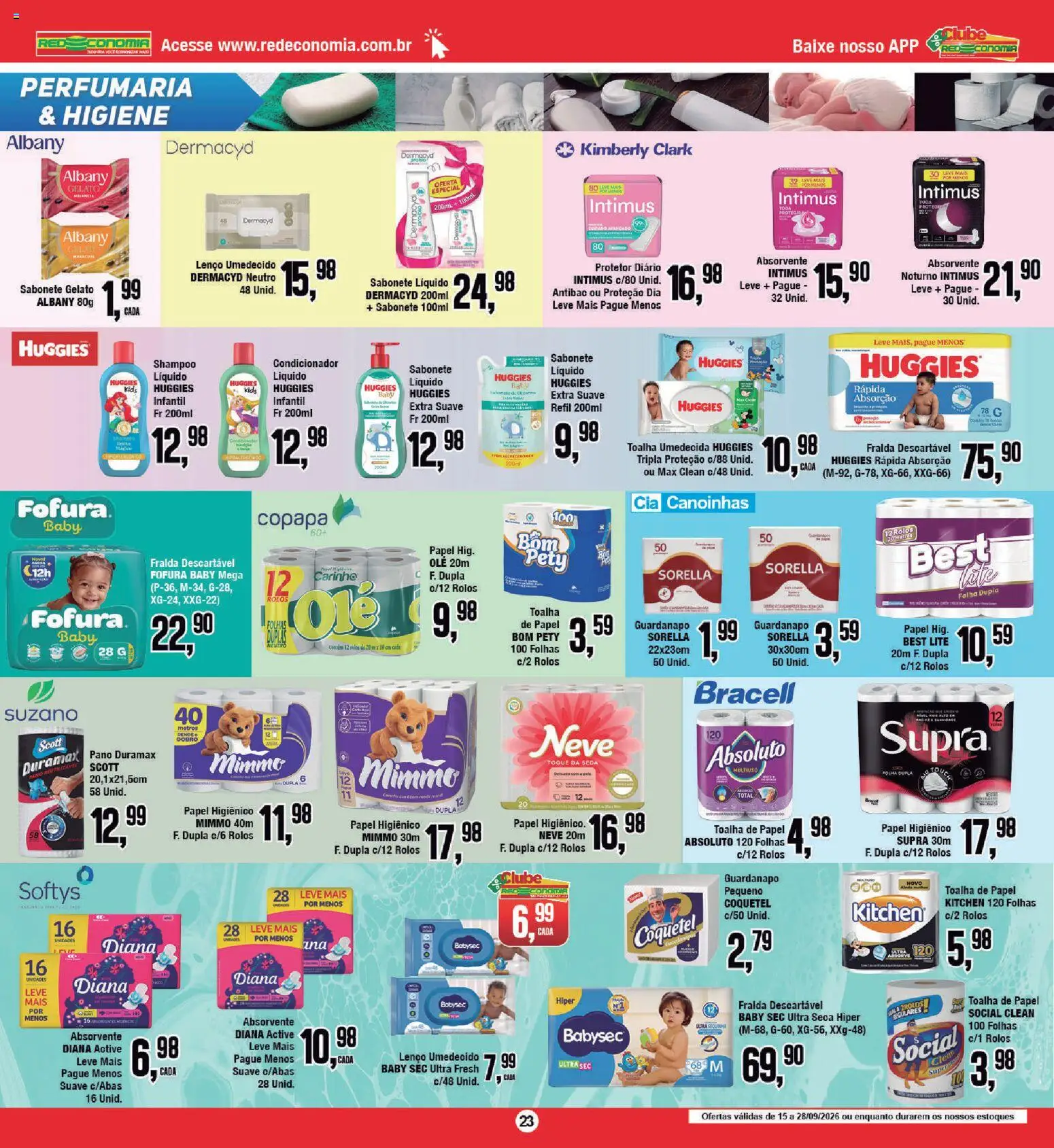RedEconomia Folheto - válido de 14/09/2026 | Página: 23 | Produtos: Shampoo, Condicionador, Sabonete, Guardanapo