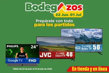 Vista previa de Bodega Aurrerá folleto Pantalla nueva para los partidos, nuevo folleto de la tienda, válido en México a partir del 22/06/2026