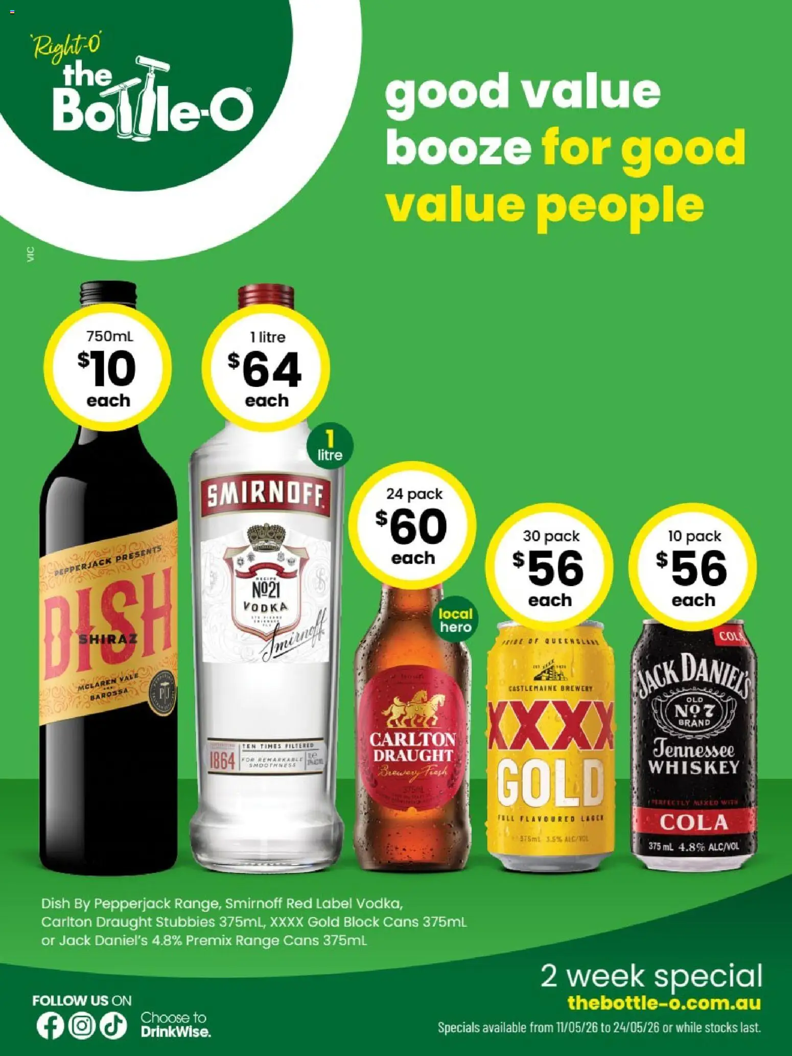 The Bottle-O catalogue - valid from 11.05.2026 | Page: 1 | Products: Vodka, Whiskey
