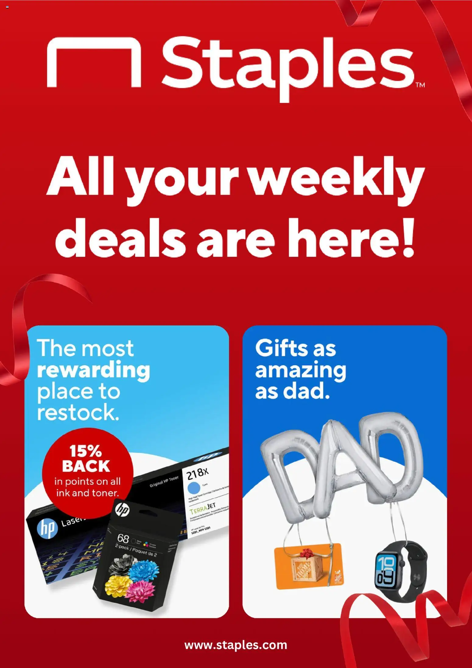 Staples Weekly Ad - valid from 07.06.2026 | Page: 1 | Products: Ink, Toner