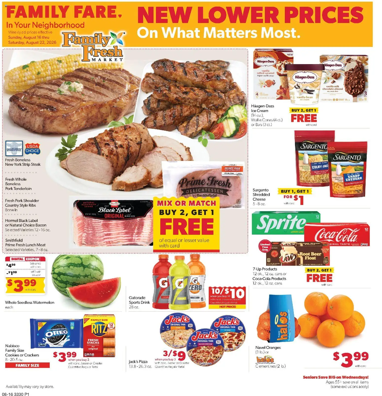 Family Fare Weekly Ad - MN - valid from 08/16/2026 | Page: 1 | Products: Meat, Milk, Pizza, Pork