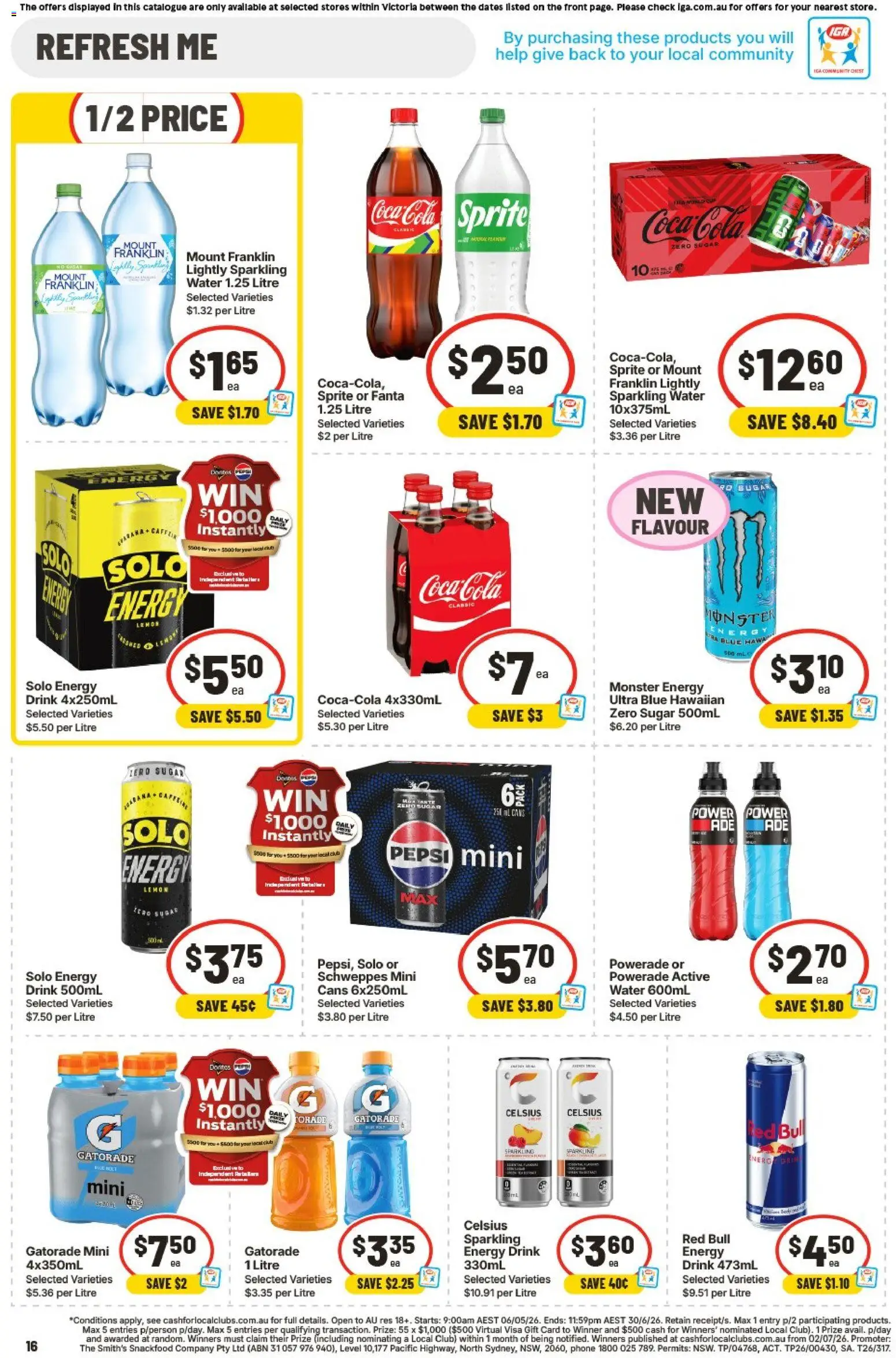 IGA catalogue - valid from 17.06.2026 | Page: 13 | Products: Coca Cola, Pepsi, Water, Lemon