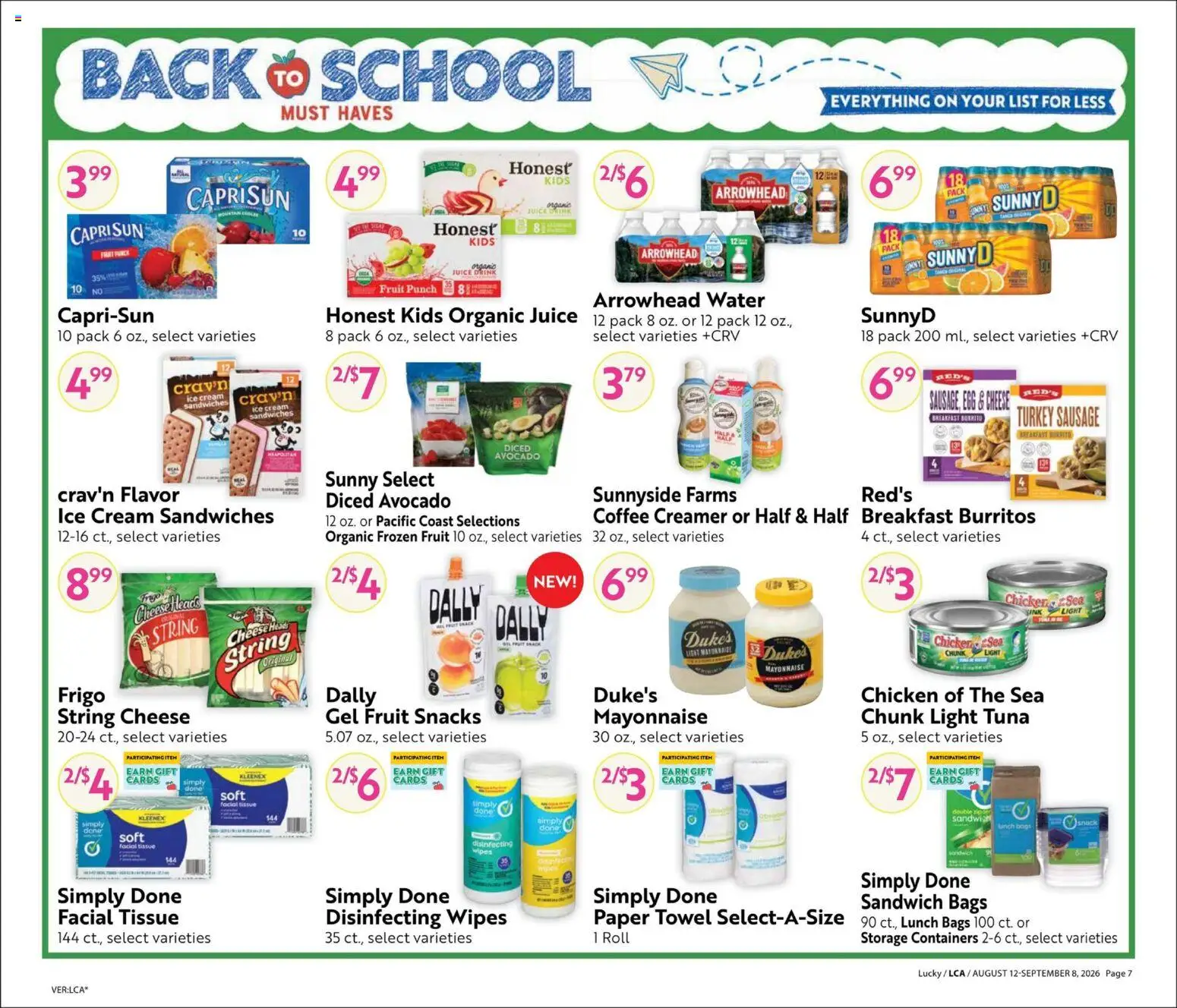 Lucky Supermarkets Big Book of Savings - valid from 08/12/2026 | Page: 7 | Products: Avocado, Sausage, Ice, Tuna