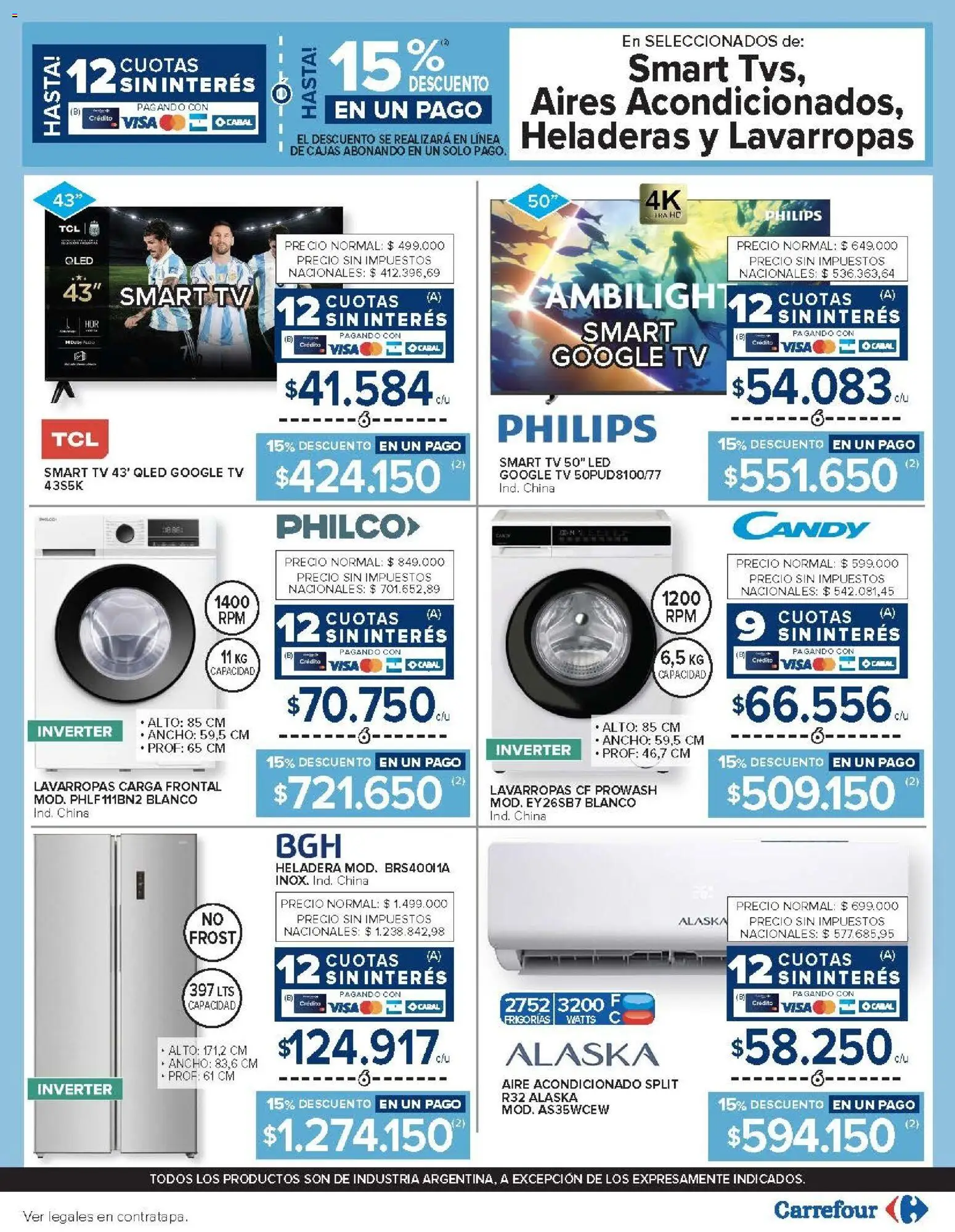 Carrefour ofertas │ válido desde el 09.06.2026 | Página: 34 | Productos: Aire acondicionado, Lavarropas, Heladera