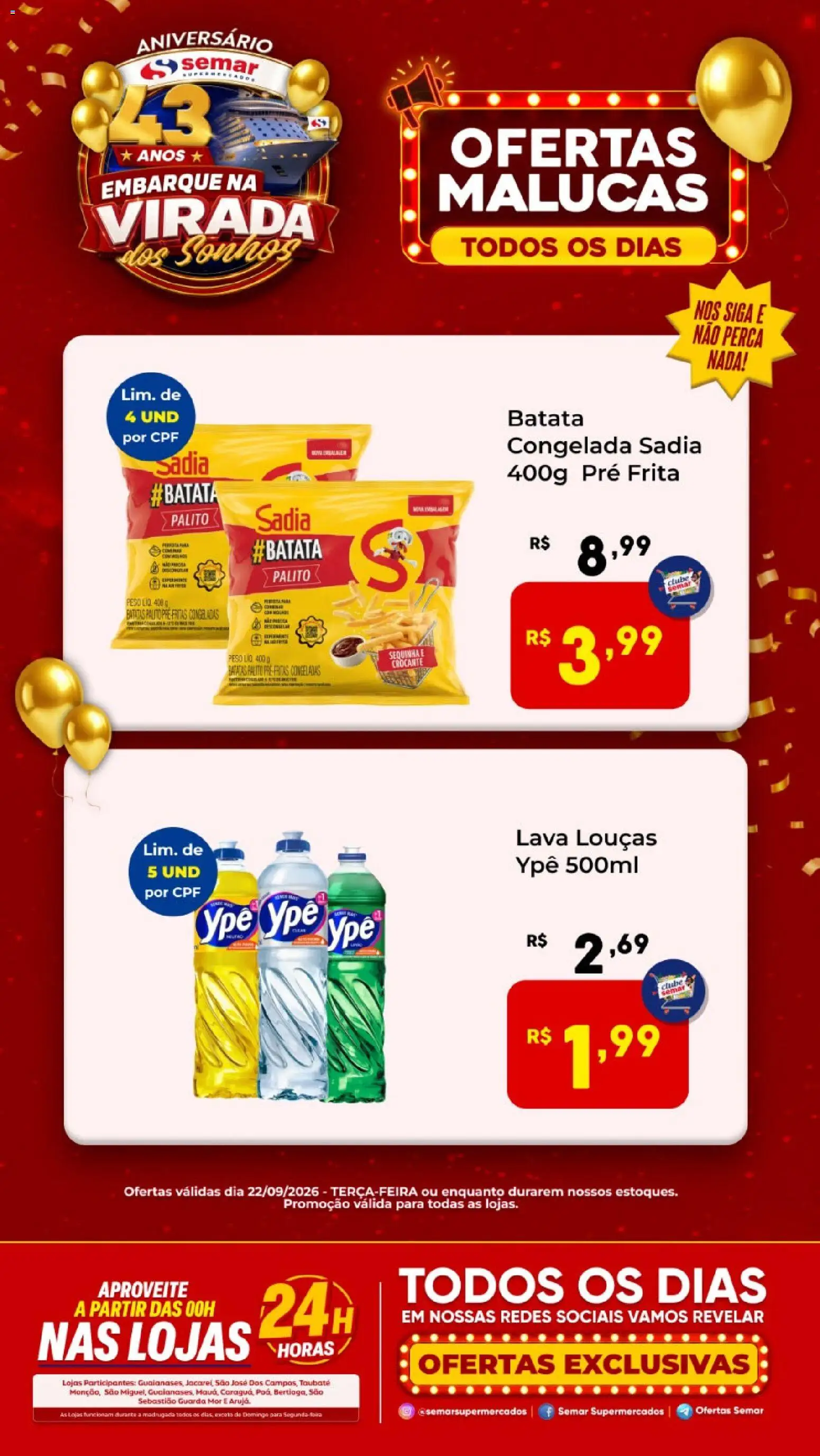 Semar Supermercado Terça-feira 22 Setembro