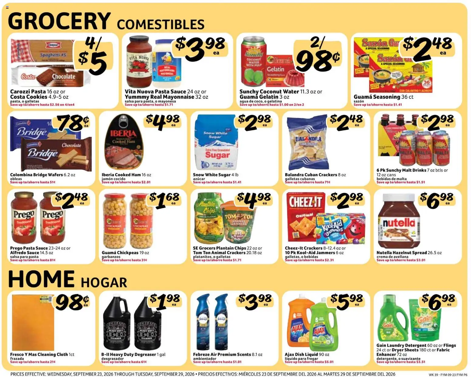 Fresco y Más Weekly Ad - valid from 09/23/2026 | Page: 6 | Products: Chickpeas, Spread, Chocolate, Sugar