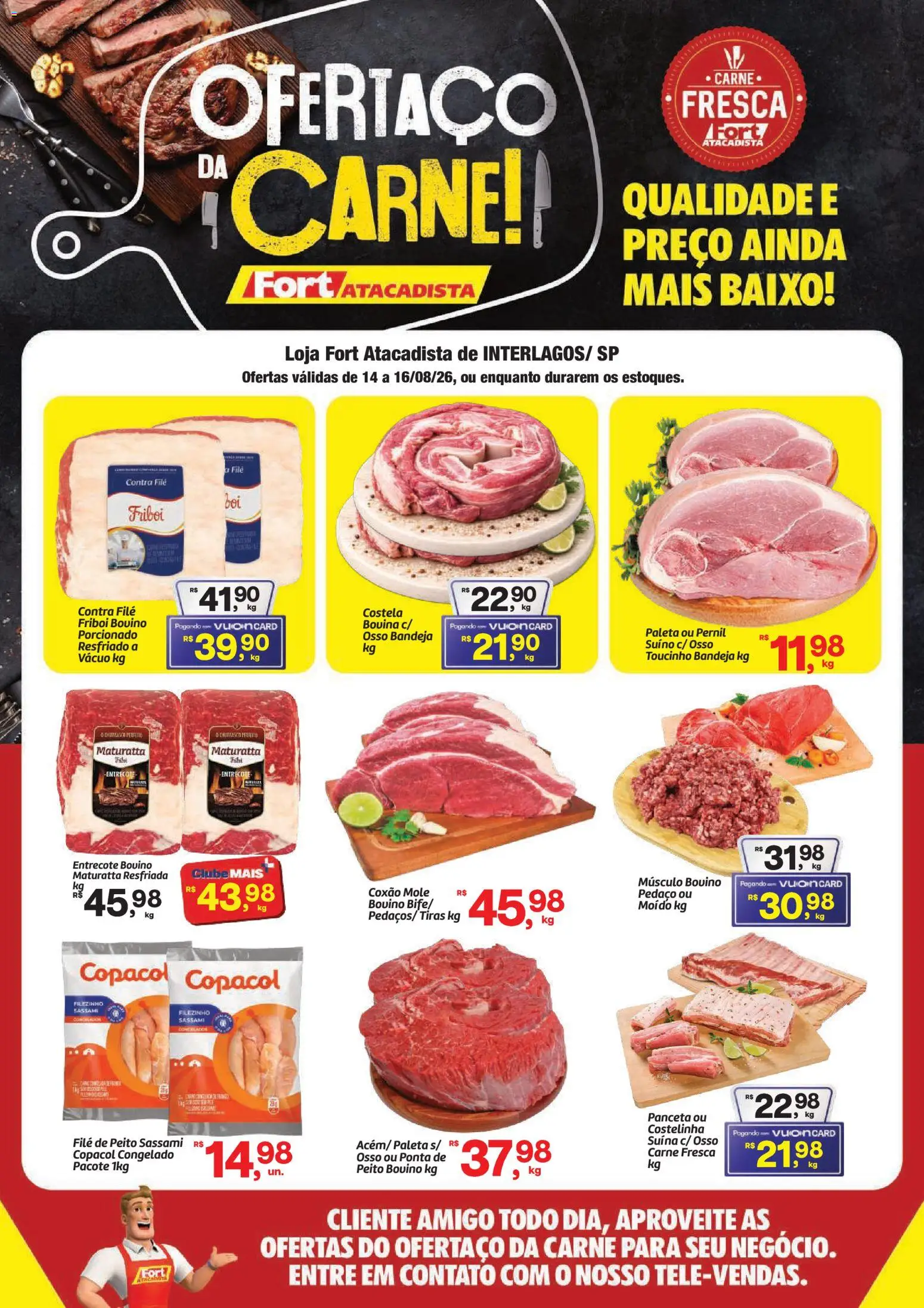 Fort Atacadista Folheto - válido de 14/08/2026 | Página: 1 | Produtos: Pernil, Carne, Baixo, Bandeja