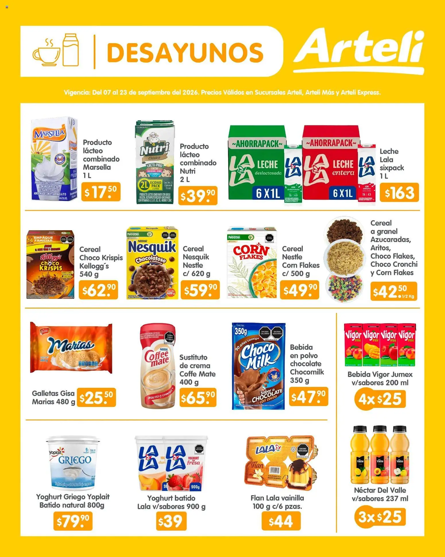 Nuevas ofertas de Arteli válidas en toda la República Mexicana desde el 07/09/2026. ¡Encuentra las mejores ofertas en Arteli folleto Quincenal! | Página: 3 | Productos: Leche, Vainilla, Galletas, Vitaminas