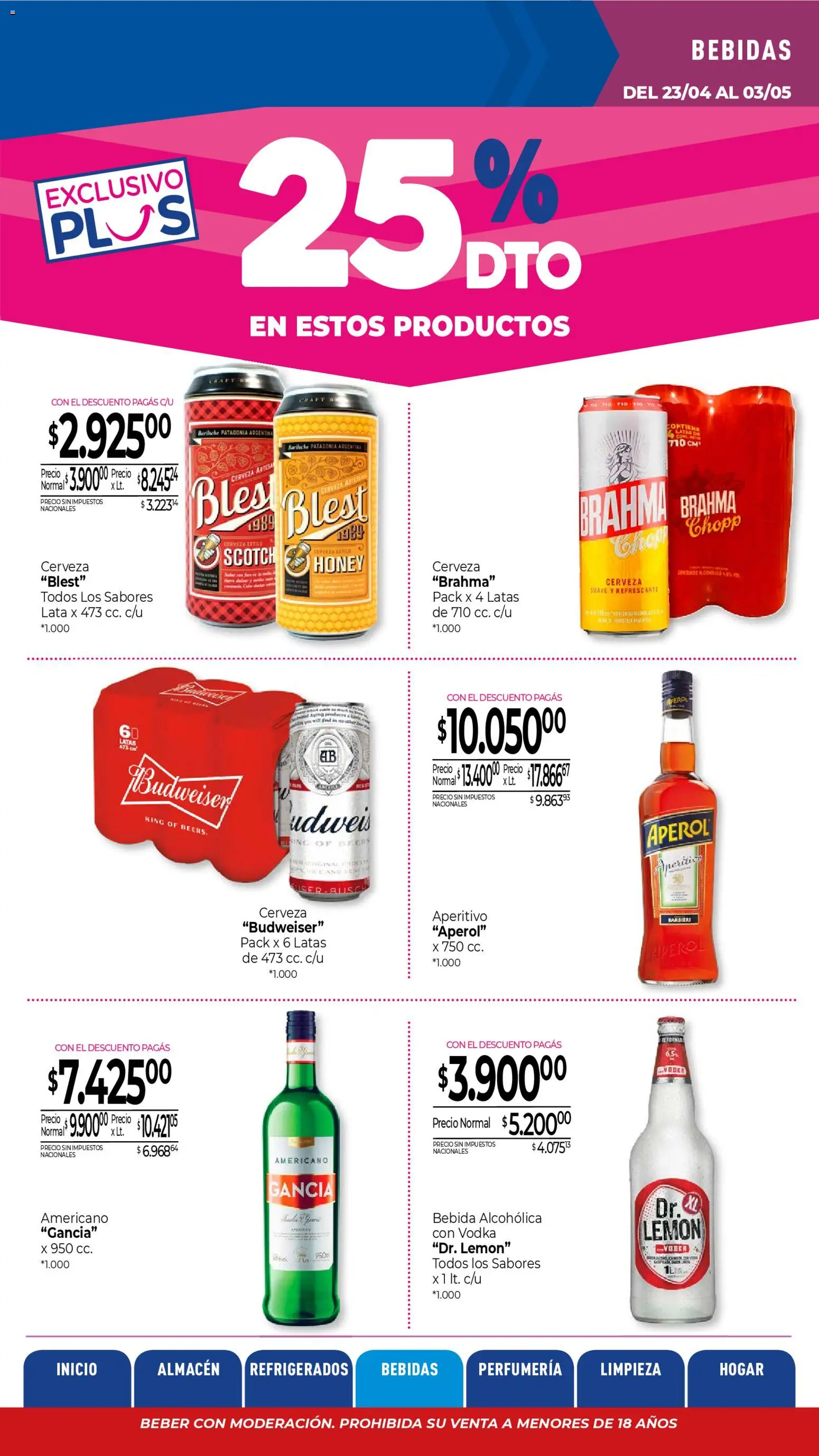 La Anonima catálogo │ válido desde el 23.04.2026 | Página: 23 | Productos: Vodka, Cerveza