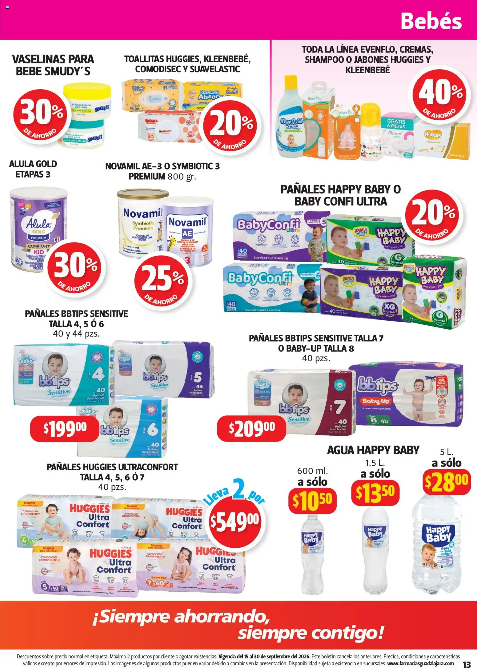 Nuevas ofertas de Farmacia Guadalajara válidas en toda la República Mexicana desde el 15/09/2026. ¡Encuentra las mejores ofertas en Farmacia Guadalajara catálogo! | Página: 13 | Productos: Crema, Pañales, Té, Sobre