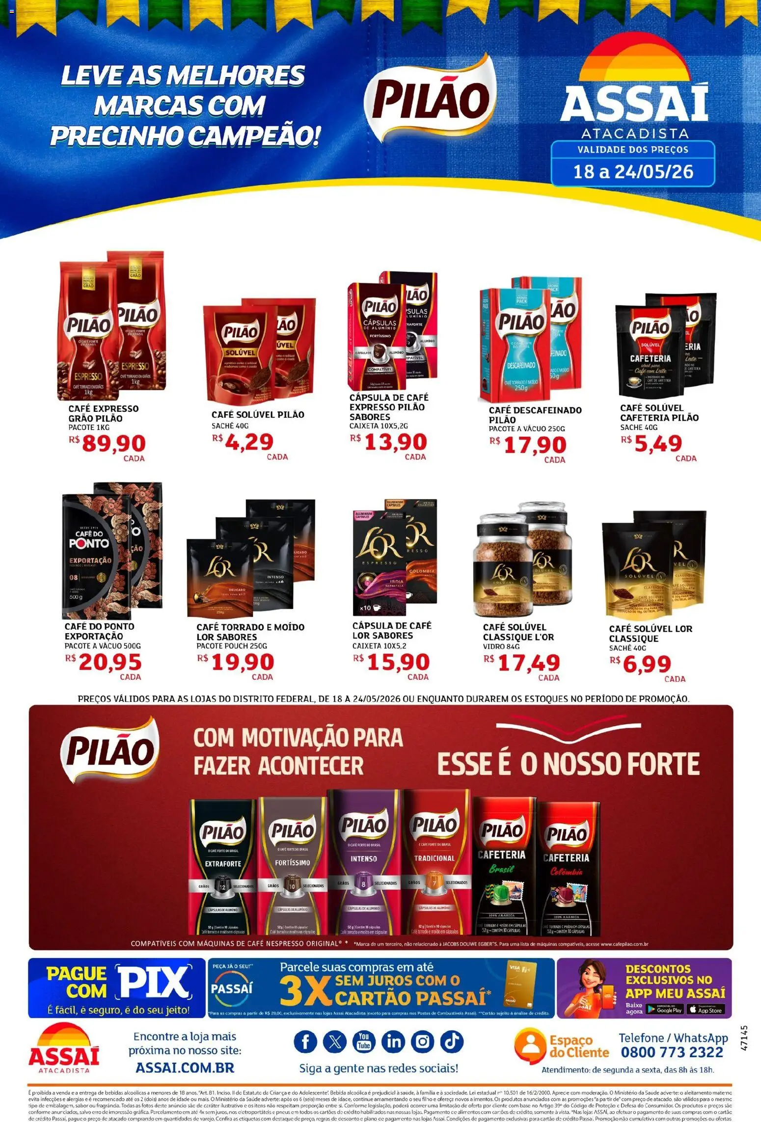 Assaí Atacadista Folheto - válido de 18.05.2026 | Página: 1 | Produtos: Cápsula de café, Leite, Base, Café solúvel