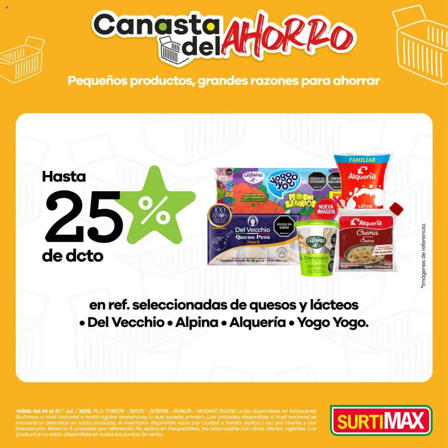 Surtimax revista - valida desde el 24/07/2026 | Página: 1 | Productos: Crema, Cocina, Leche, Queso