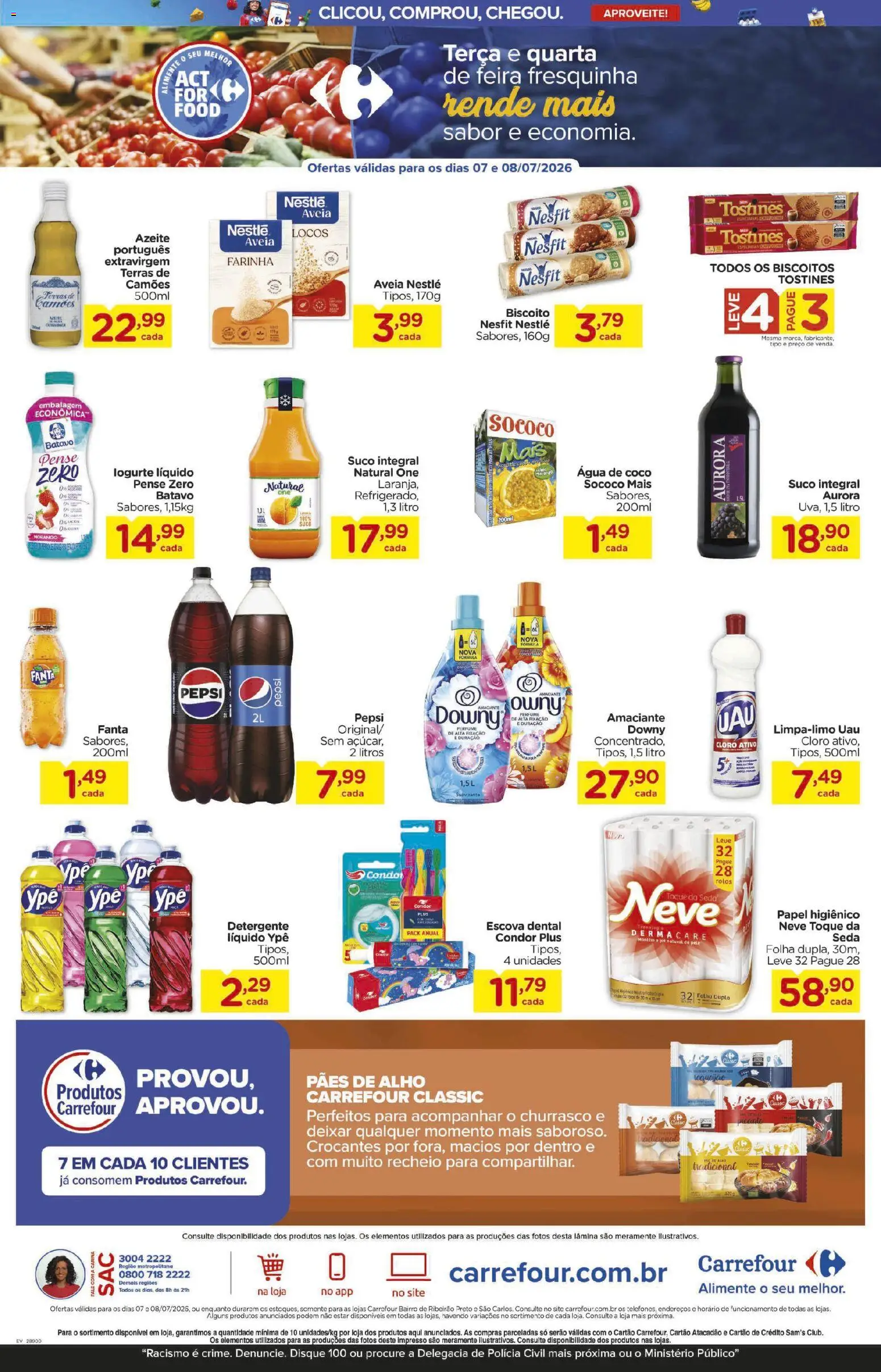 Carrefour Bairro Folheto - válido de 07/07/2026 | Página: 3 | Produtos: Perfume, Aveia, Azeite, Amaciante