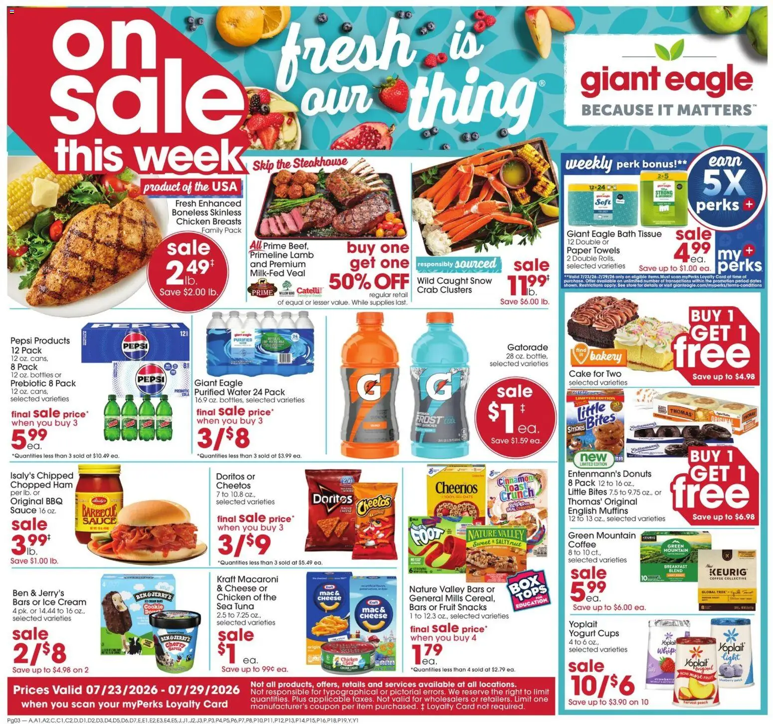 Giant Eagle Weekly Ad - valid from 07/23/2026 | Page: 1 | Products: Bakery, Ham, Cream, Sauce