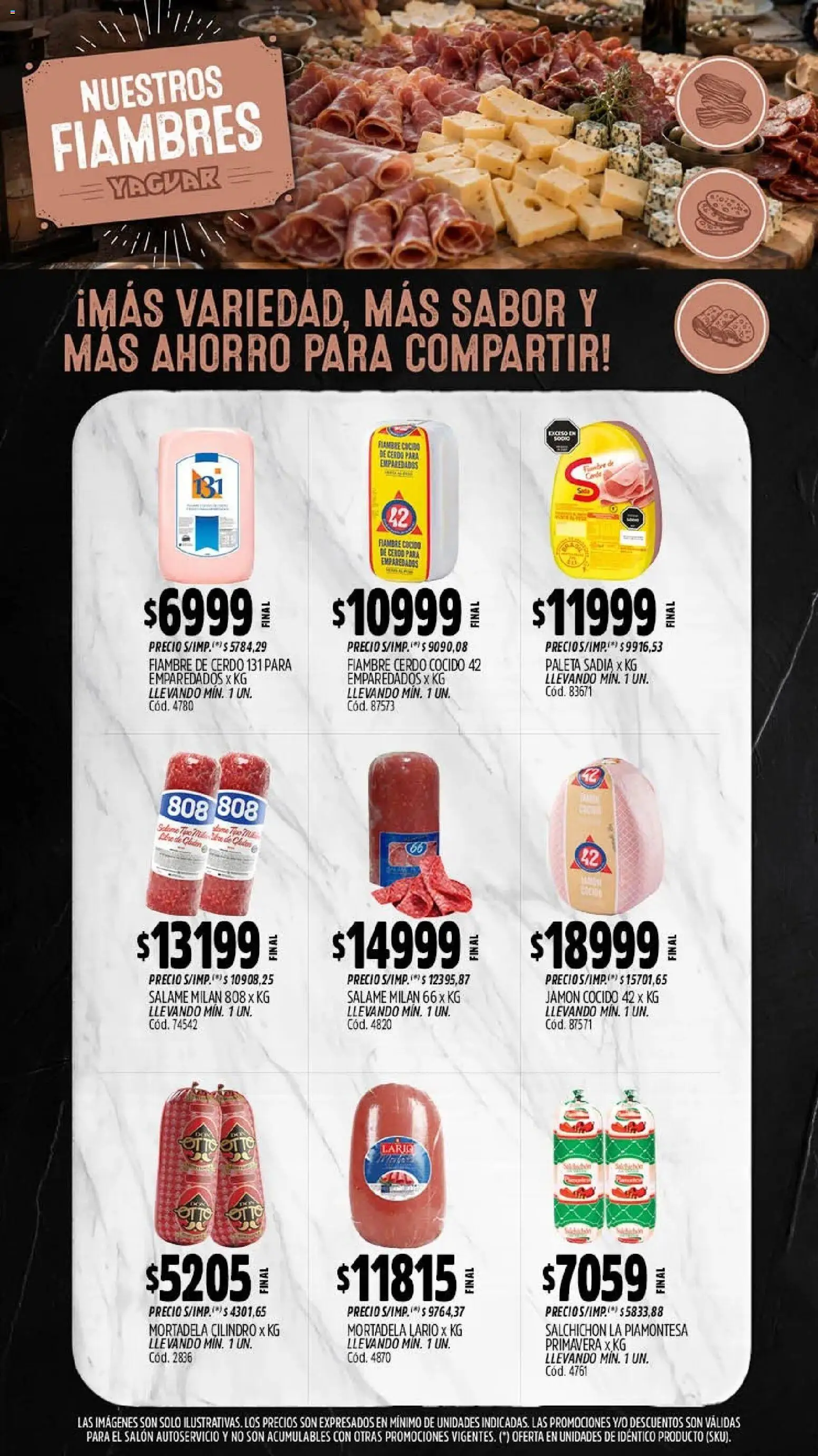 Yaguar - Oferta Semanal Neuquen │ válido desde el 03/08/2026 | Página: 9 | Productos: Mortadela, Jamón, Salame, Cerdo