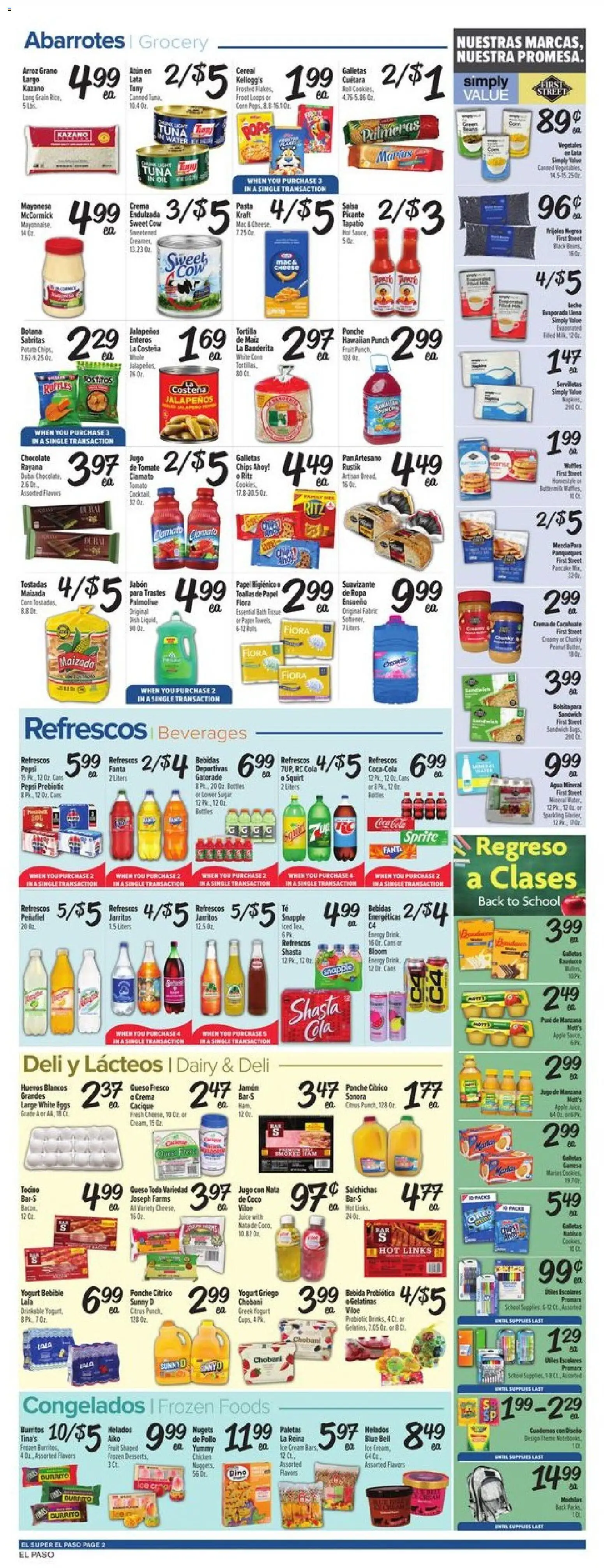 El Super Weekly Ad - TX - valid from 07/29/2026 | Page: 2 | Products: Pan, Yogurt, Cream, Water