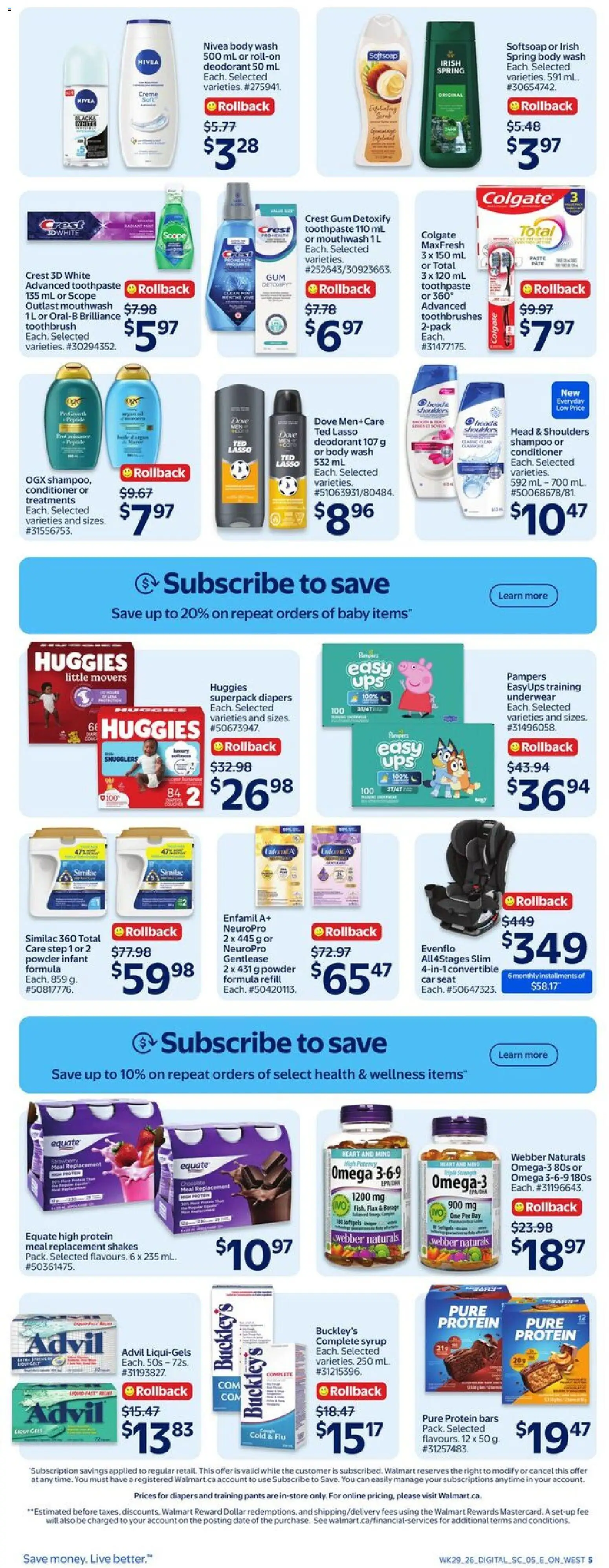 Walmart flyer valid from Aug 13, 2026 | Page: 7 | Products: Head & Shoulders, Pants, Underwear, Protein