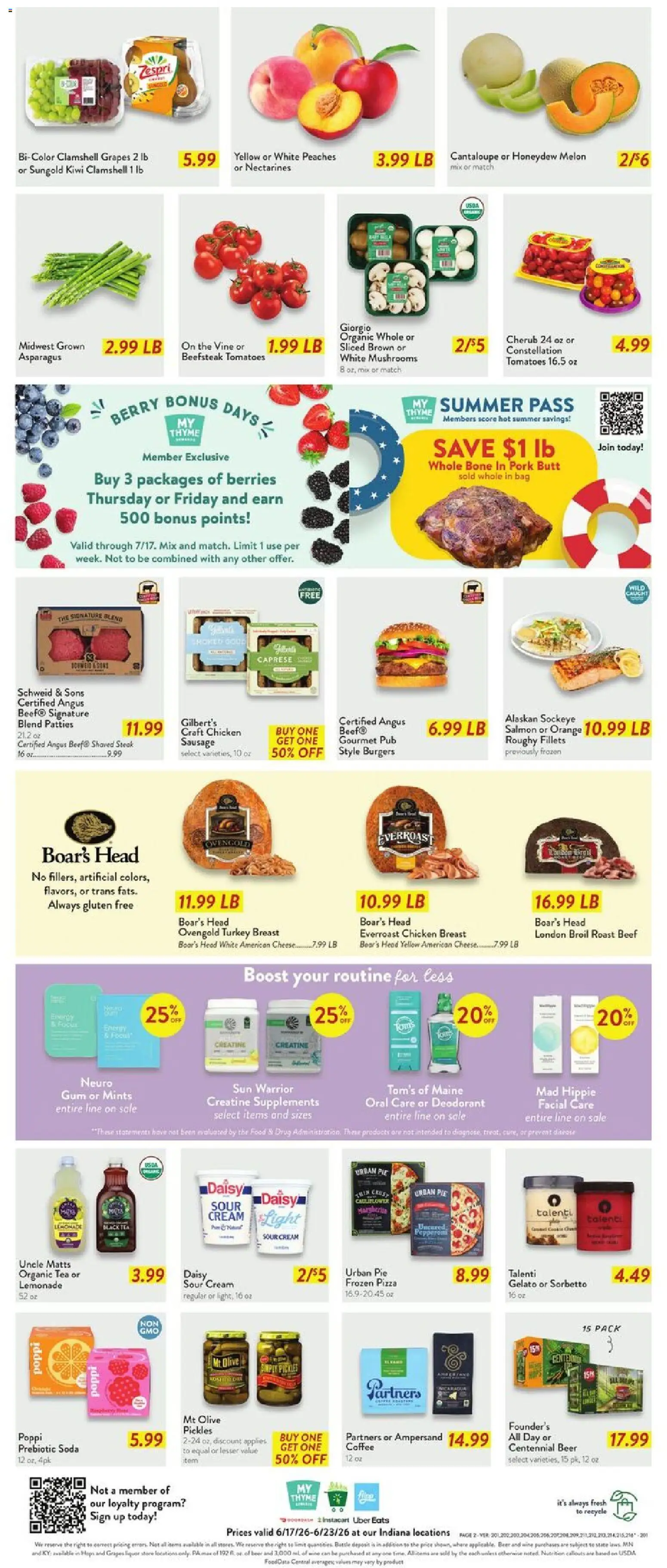 Fresh Thyme Weekly Ad - IN - valid from 17.06.2026 | Page: 5 | Products: Berries, Wine, Sour cream, Bag