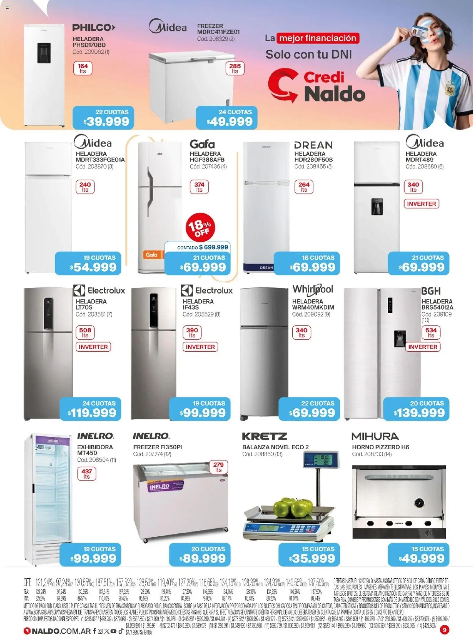Naldo - Catálogo │ válido desde el 01/07/2026 | Página: 9 | Productos: Balanza, Horno, Heladera, Freezer