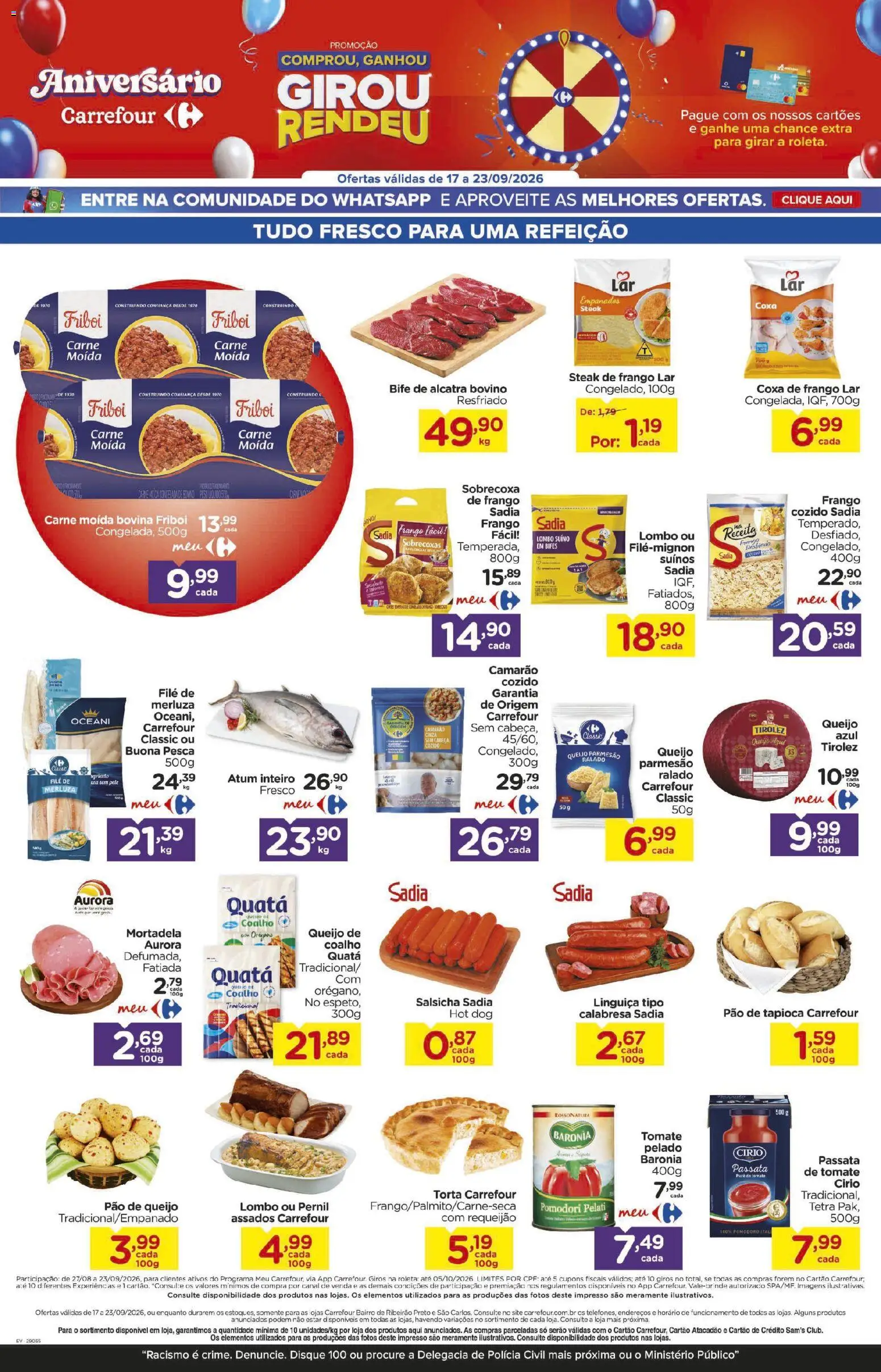 Carrefour Bairro Folheto - válido de 17/09/2026 | Página: 4 | Produtos: Pão, Parmesão, Frango, Requeijão