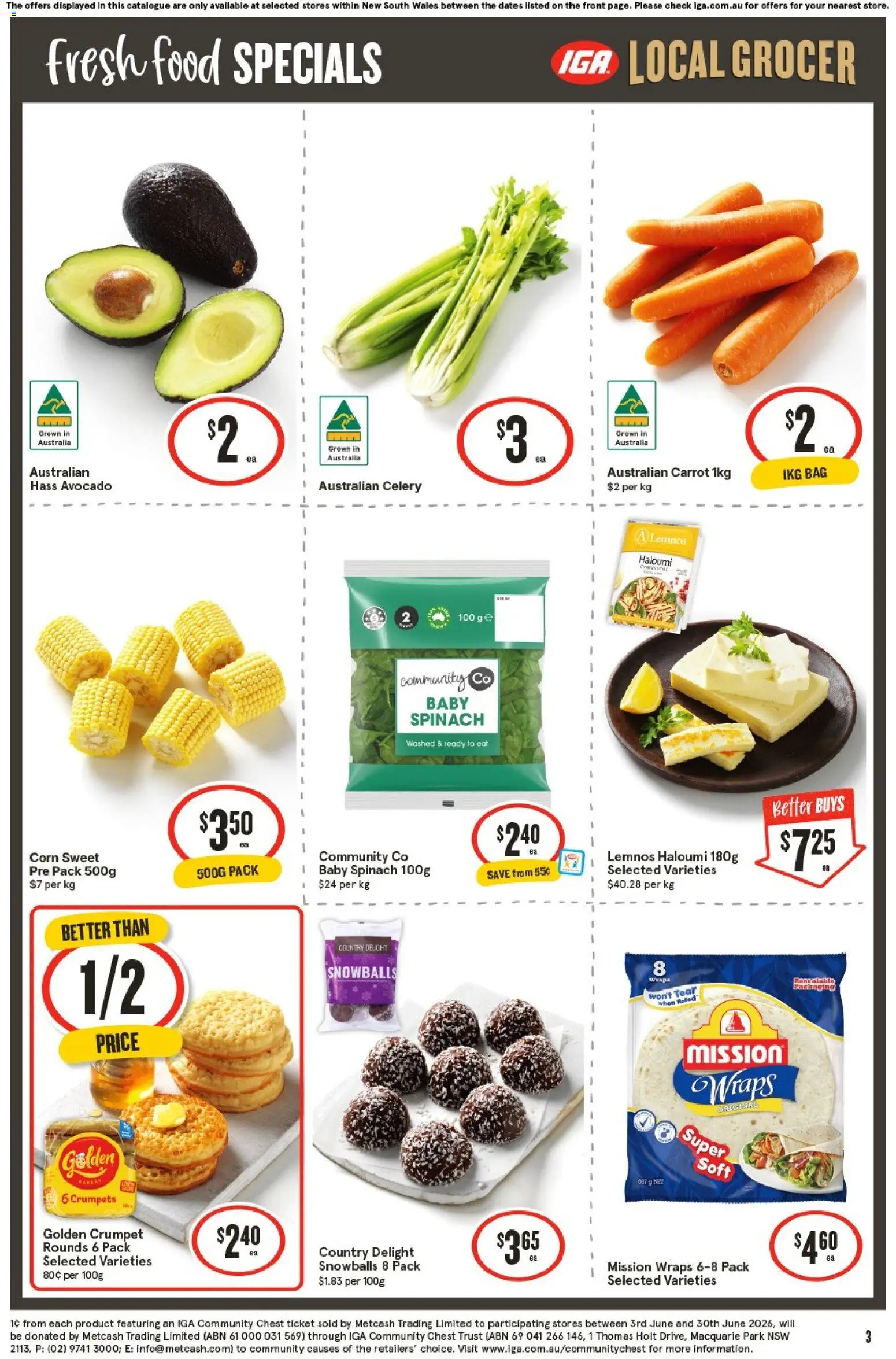 IGA catalogue - valid from 03.06.2026 | Page: 4 | Products: Crumpets, Avocado, Spinach, Bag