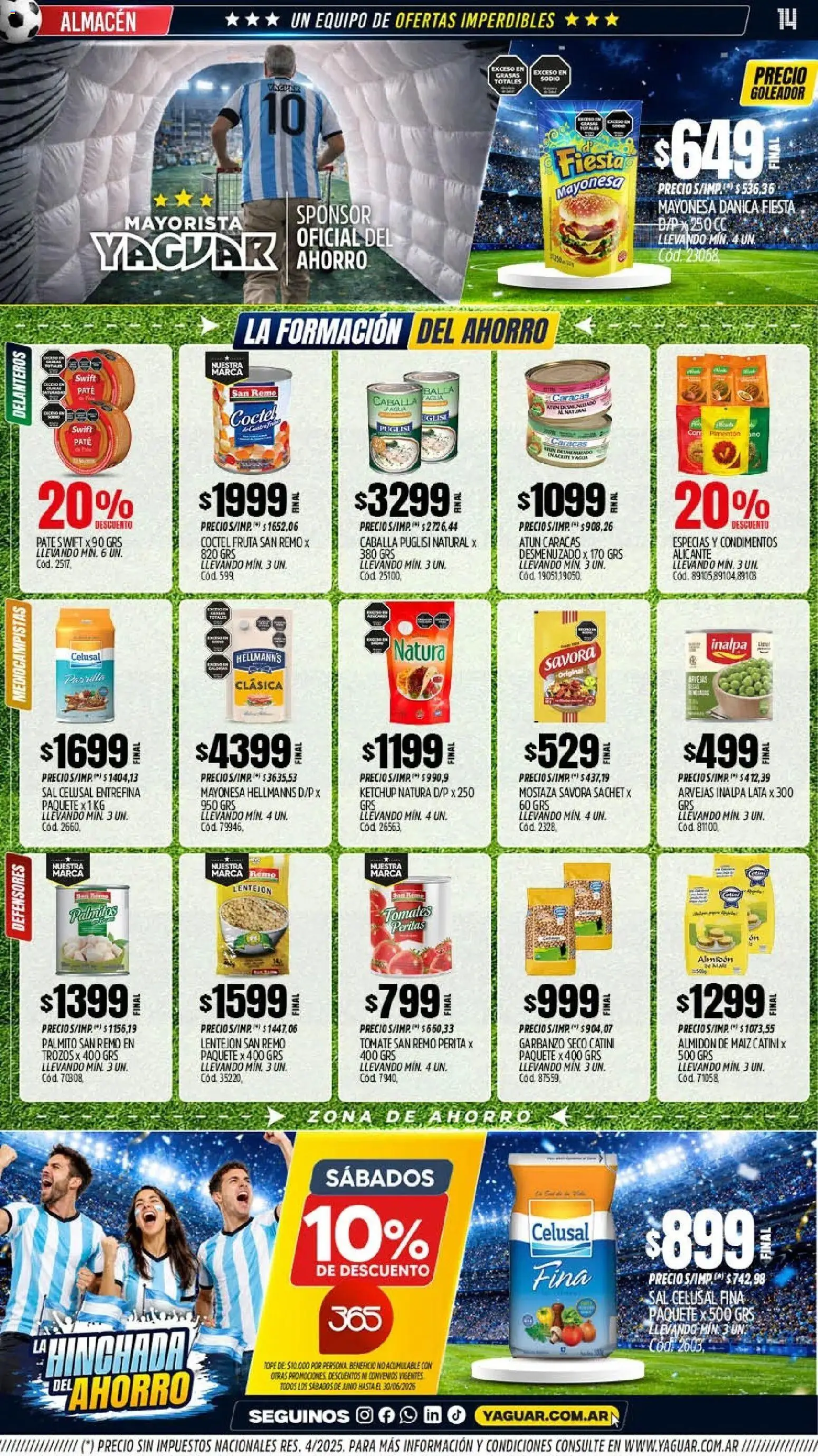 Yaguar - Oferta Semanal Misiones │ válido desde el 01.06.2026 | Página: 14 | Productos: Arvejas, Maiz, Atún, Caballa