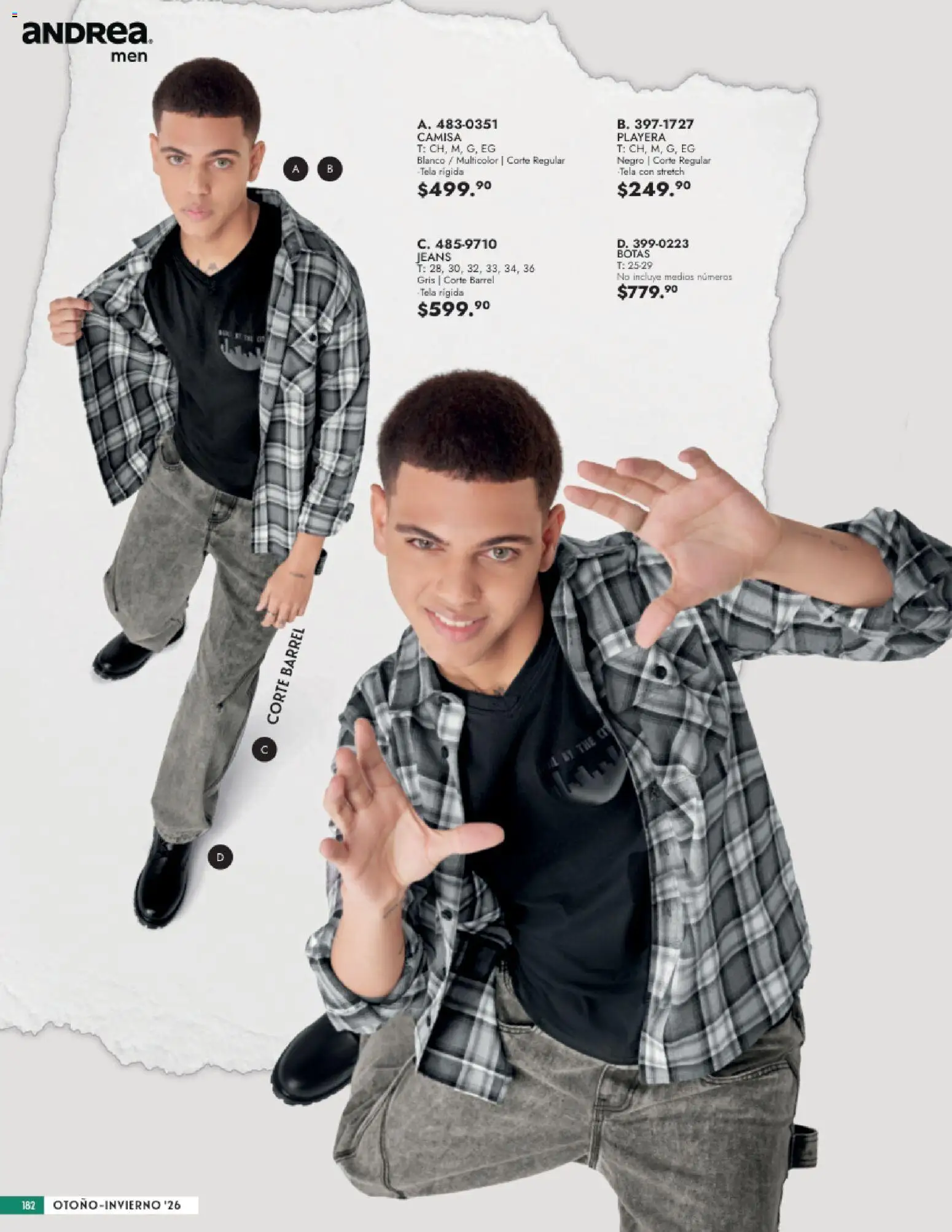 Nuevas ofertas de Andrea válidas en toda la República Mexicana desde el 23/08/2026. ¡Encuentra las mejores ofertas en Andrea catálogo Vestir Caballero! | Página: 24 | Productos: Botas, Camisa, Playera