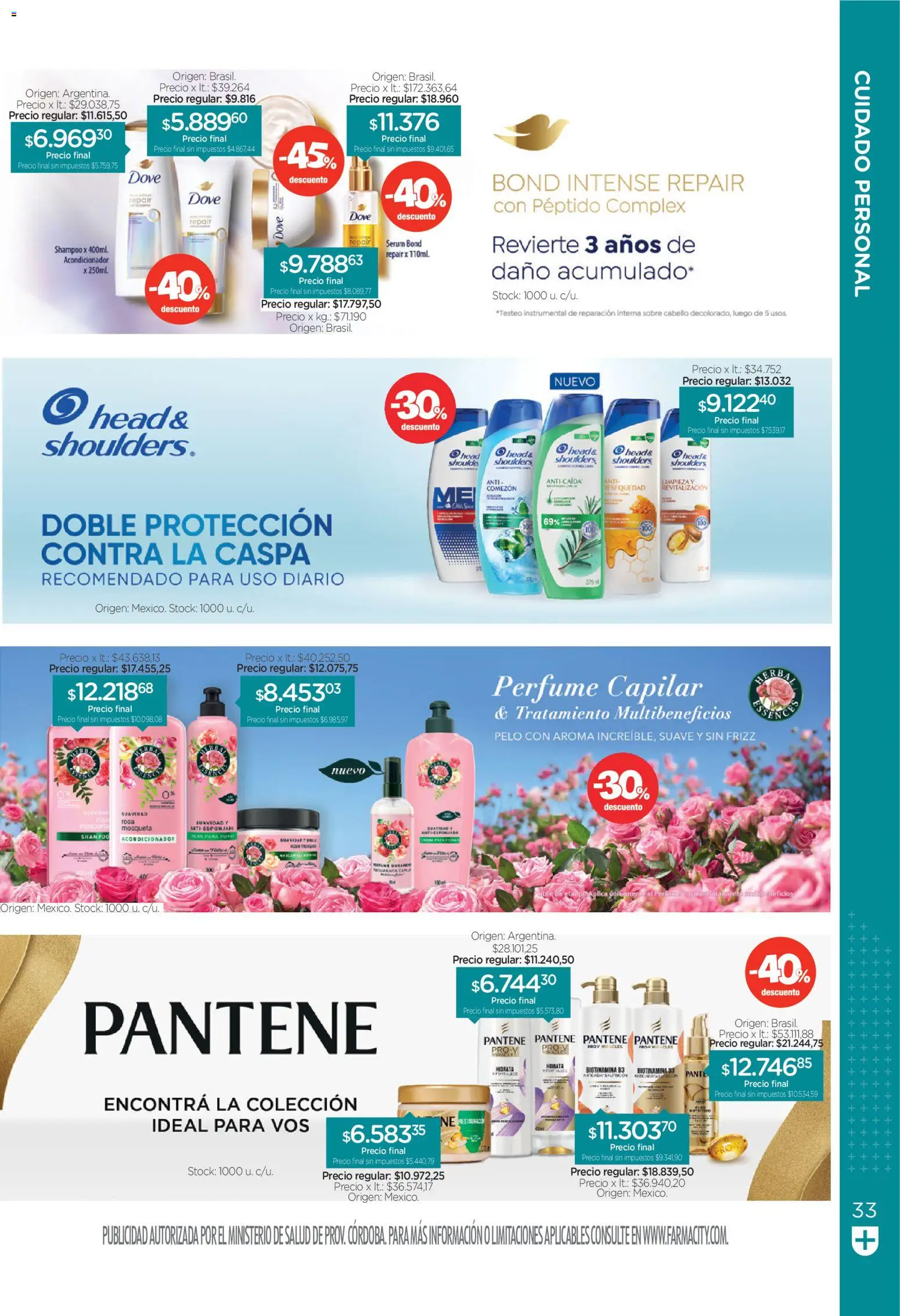 Farmacity catálogo │ válido desde el 01/09/2026 | Página: 33 | Productos: Sobre, Perfume, Shampoo, Acondicionador