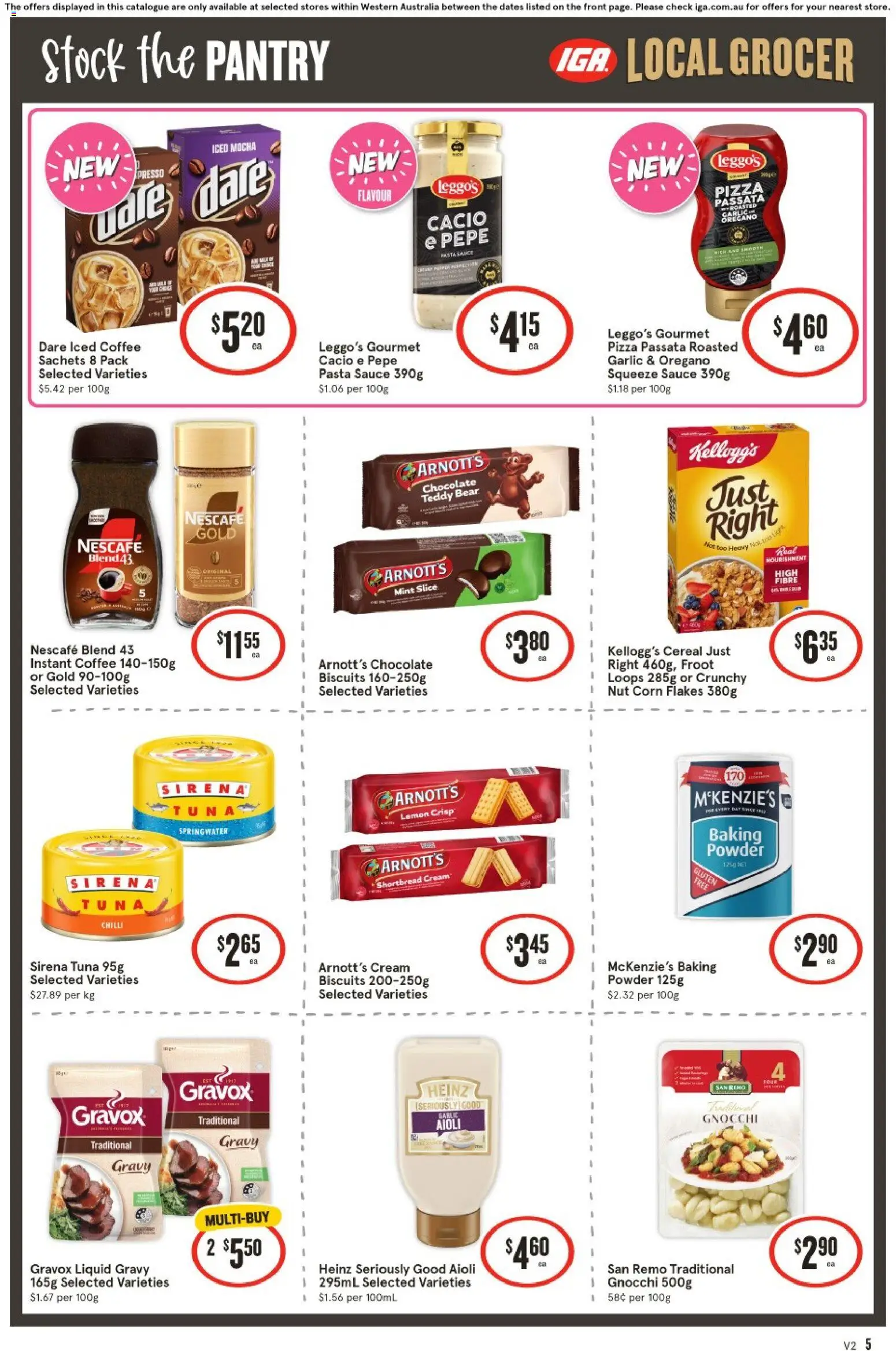 IGA catalogue - valid from 27.05.2026 | Page: 5 | Products: Pasta, Flakes, Sauce, Tuna