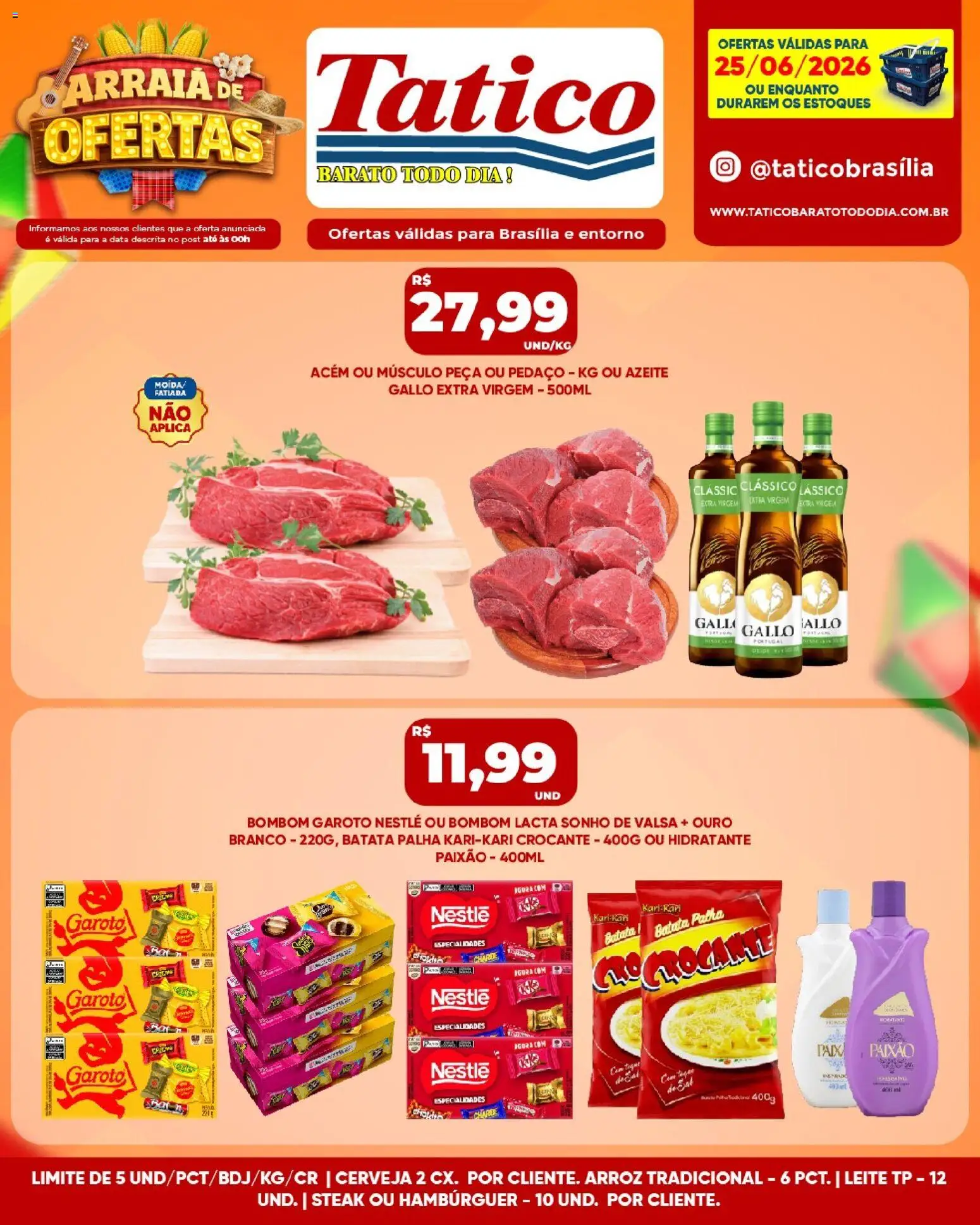 Tatico Folheto - válido de 26/06/2026 | Página: 32 | Produtos: Batata, Sal, Azeite, Bombom