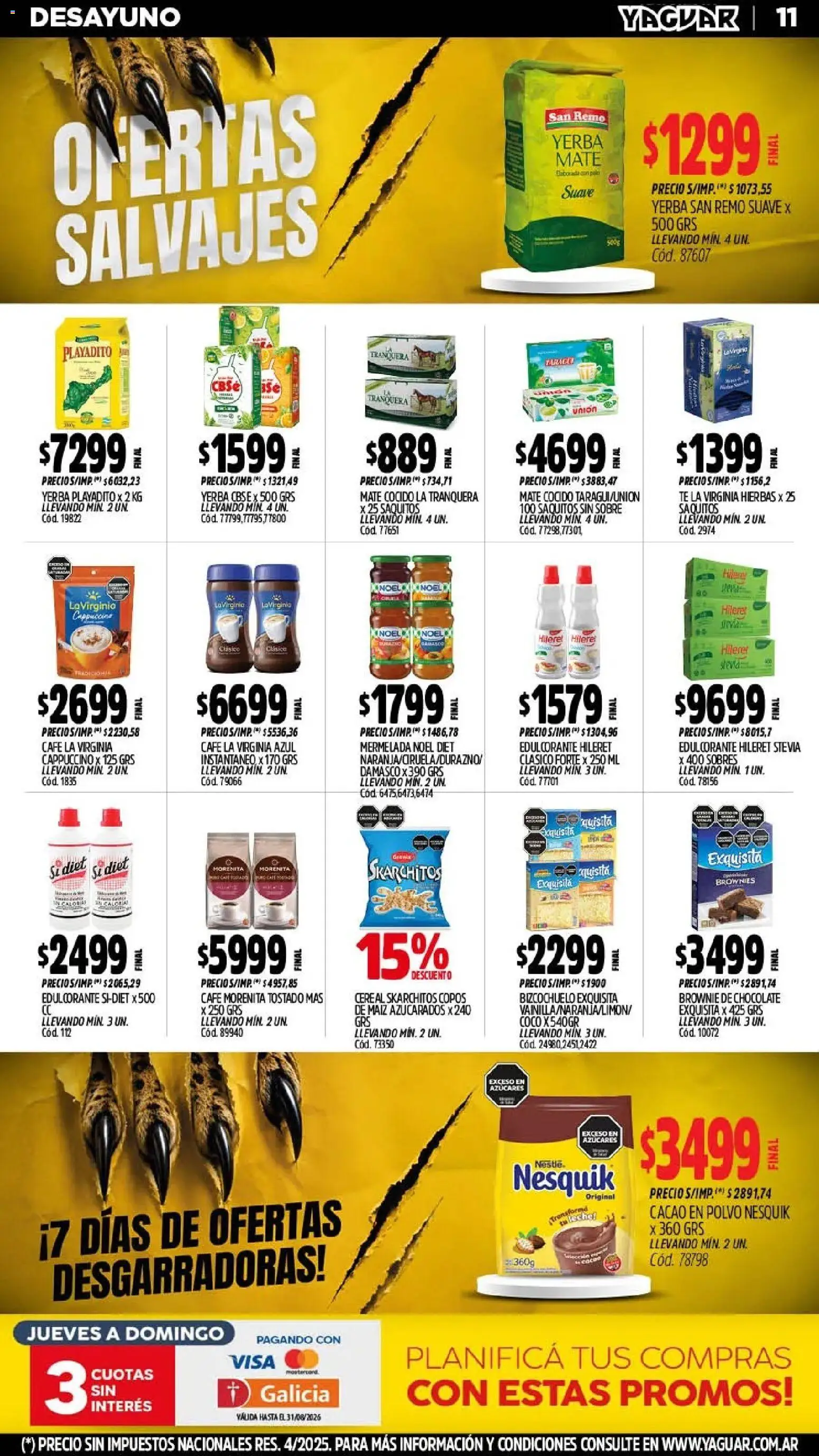 Yaguar - Oferta Semanal Neuquen │ válido desde el 03/08/2026 | Página: 12 | Productos: Copos, Yerba, Café, Té
