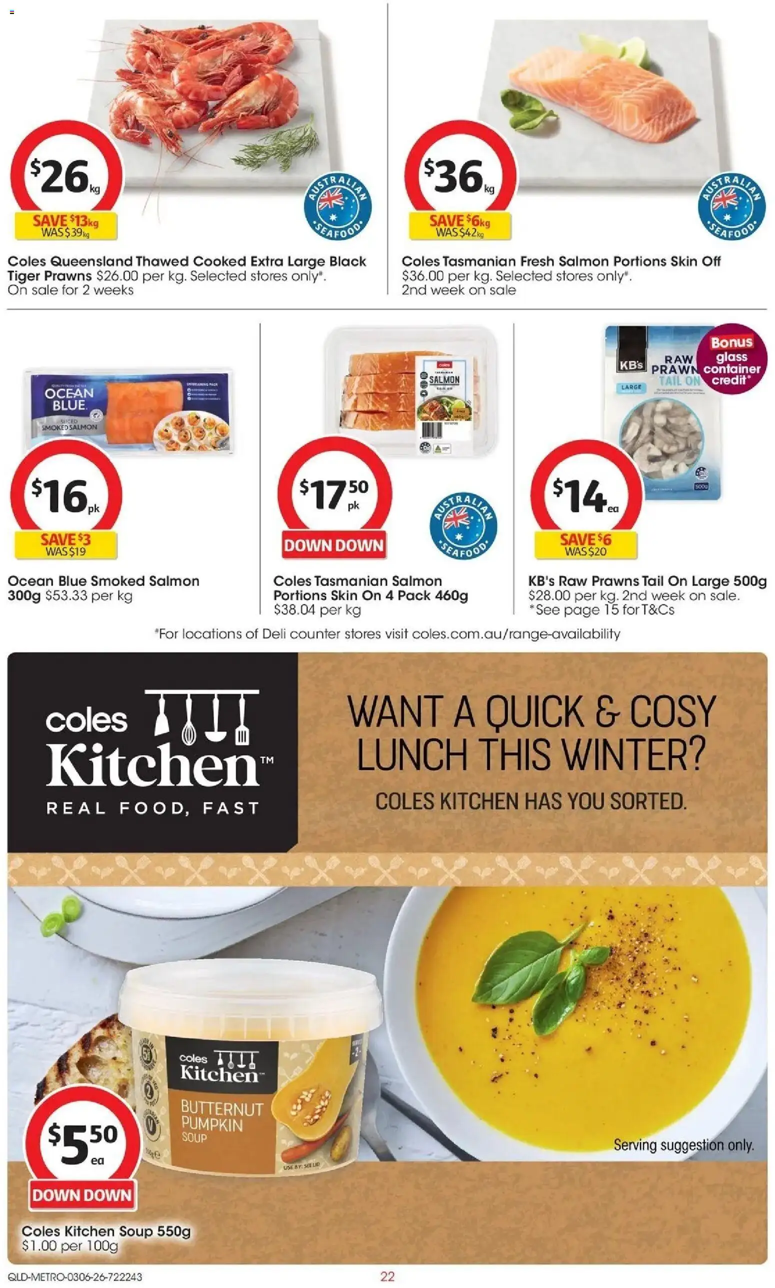 Coles catalogue - valid from 02.06.2026 | Page: 22 | Products: Prawns, Soup, Seafood, Pumpkin