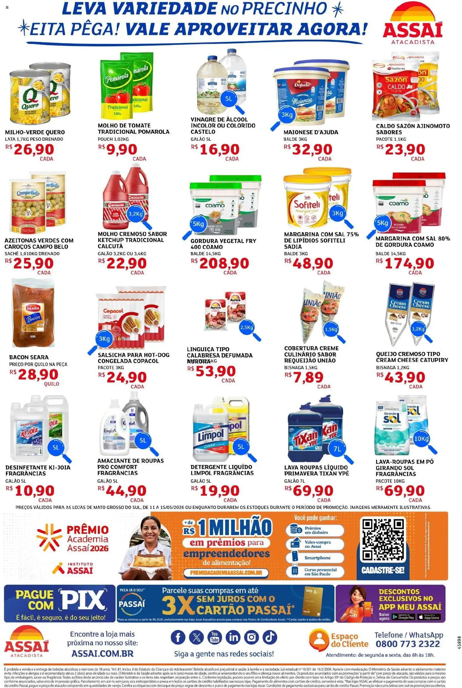 Assaí Atacadista Folheto - válido de 11.05.2026 | Página: 3 | Produtos: Pó, Amaciante de roupas, Linguiça, Margarina