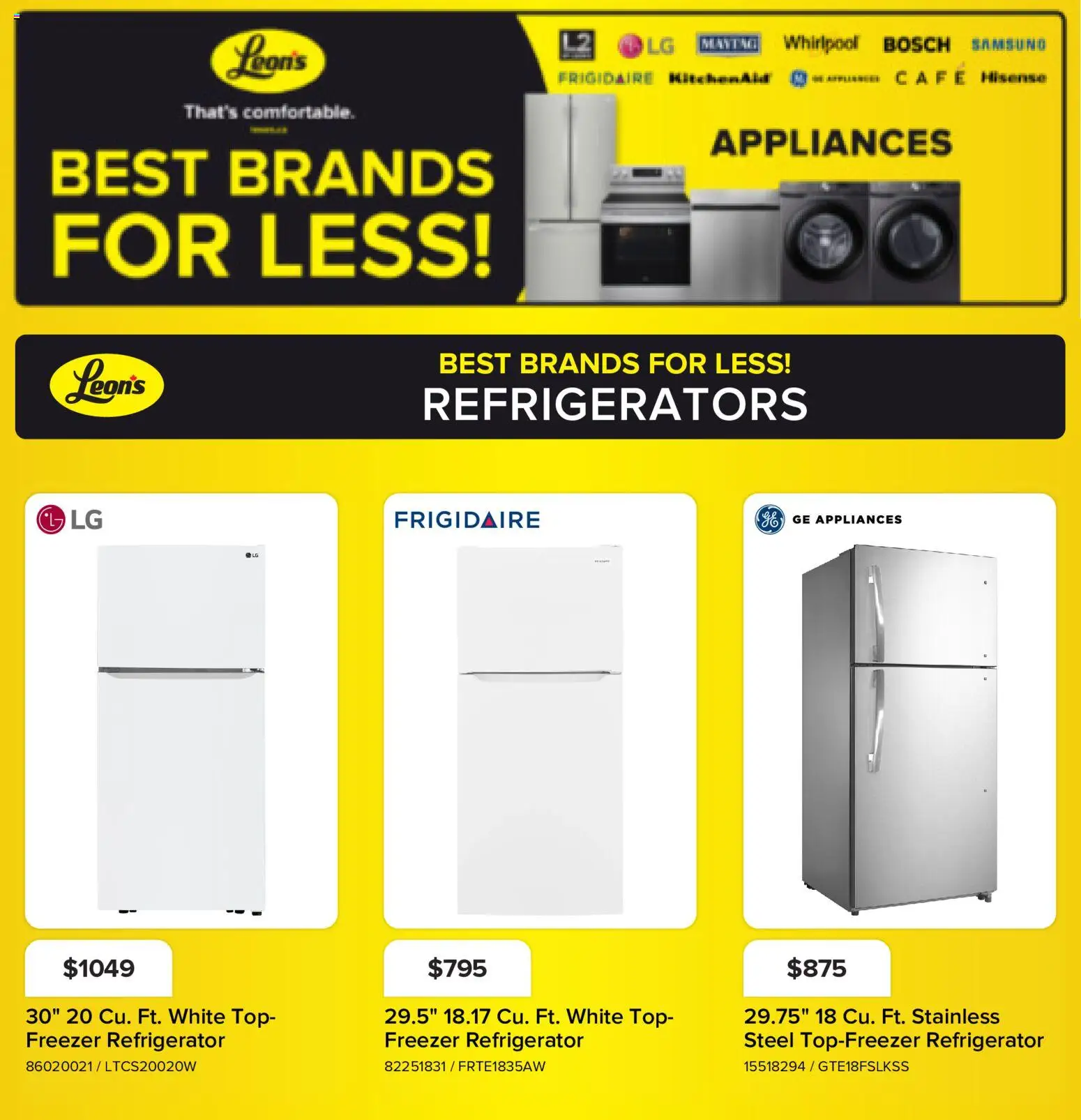 Leon's flyer valid from Sep 3, 2026 | Page: 1 | Products: Refrigerator, Freezer