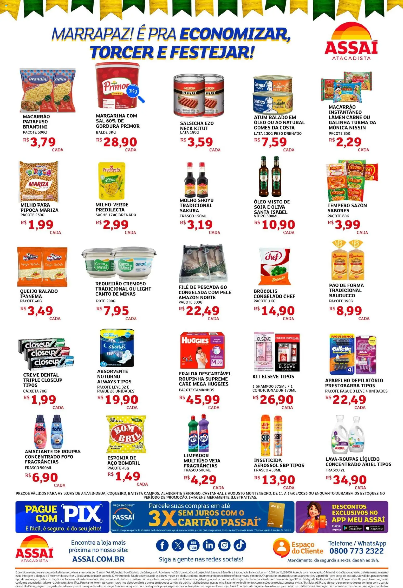 Assaí Atacadista Folheto - válido de 11.05.2026 | Página: 2 | Produtos: Amaciante de roupas, Macarrão, Brócolis, Inseticida