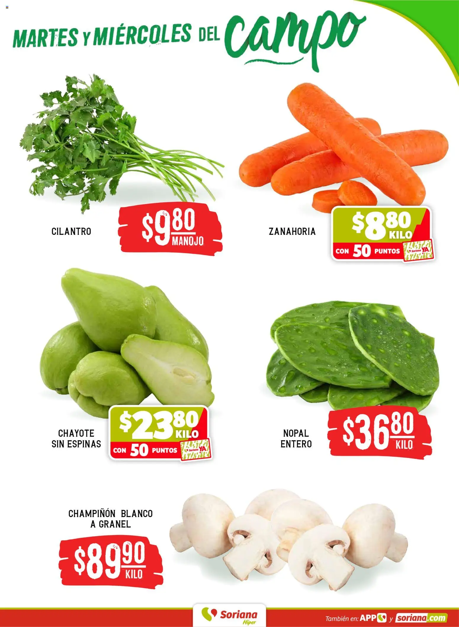 Nuevas ofertas de Soriana válidas en toda la República Mexicana desde el 19.05.2026. ¡Encuentra las mejores ofertas en Soriana Martes y Miércoles del Campo Híper: Nuevo León, Ciudad Victoria y Tampico! | Página: 3 | Productos: Zanahoria
