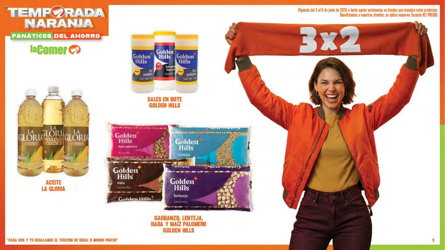 Nuevas ofertas de La Comer válidas en toda la República Mexicana desde el 03.06.2026. ¡Encuentra las mejores ofertas en La Comer folleto! | Página: 5 | Productos: Lentejas, Sal, Sales, Té