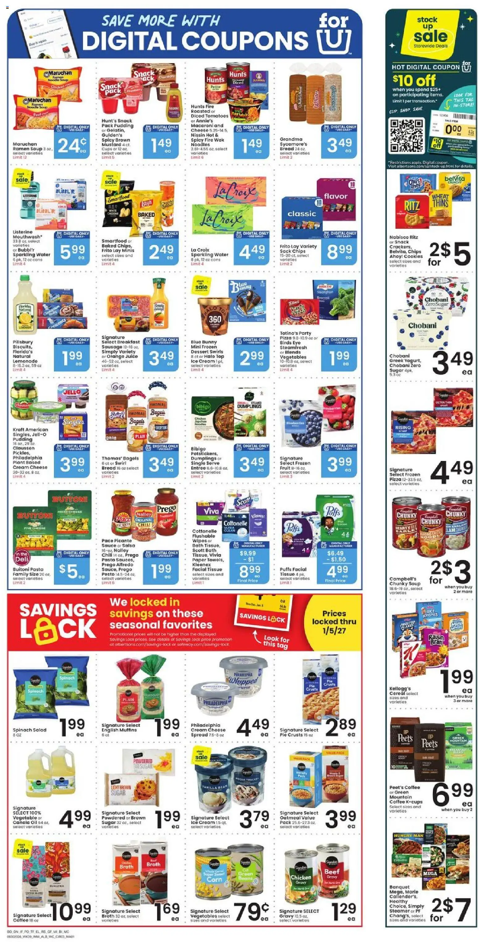 Albertsons Weekly Ad - valid from 09/30/2026 | Page: 4 | Products: Orange juice, Cereal, Canola oil, Pesto