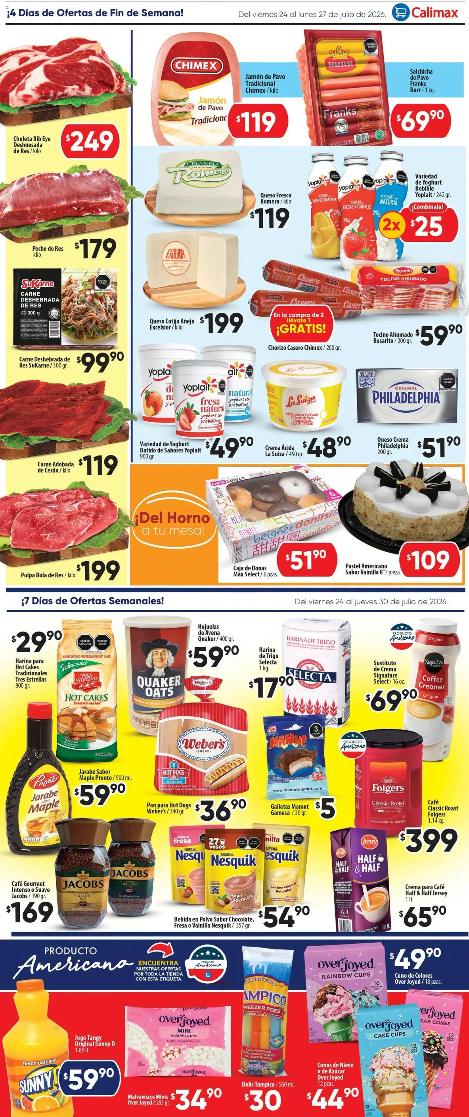 Nuevas ofertas de Calimax válidas en toda la República Mexicana desde el 24/07/2026. ¡Encuentra las mejores ofertas en Calimax folleto Ensenada! | Página: 2 | Productos: Avena, Crema, Queso, Hojuelas